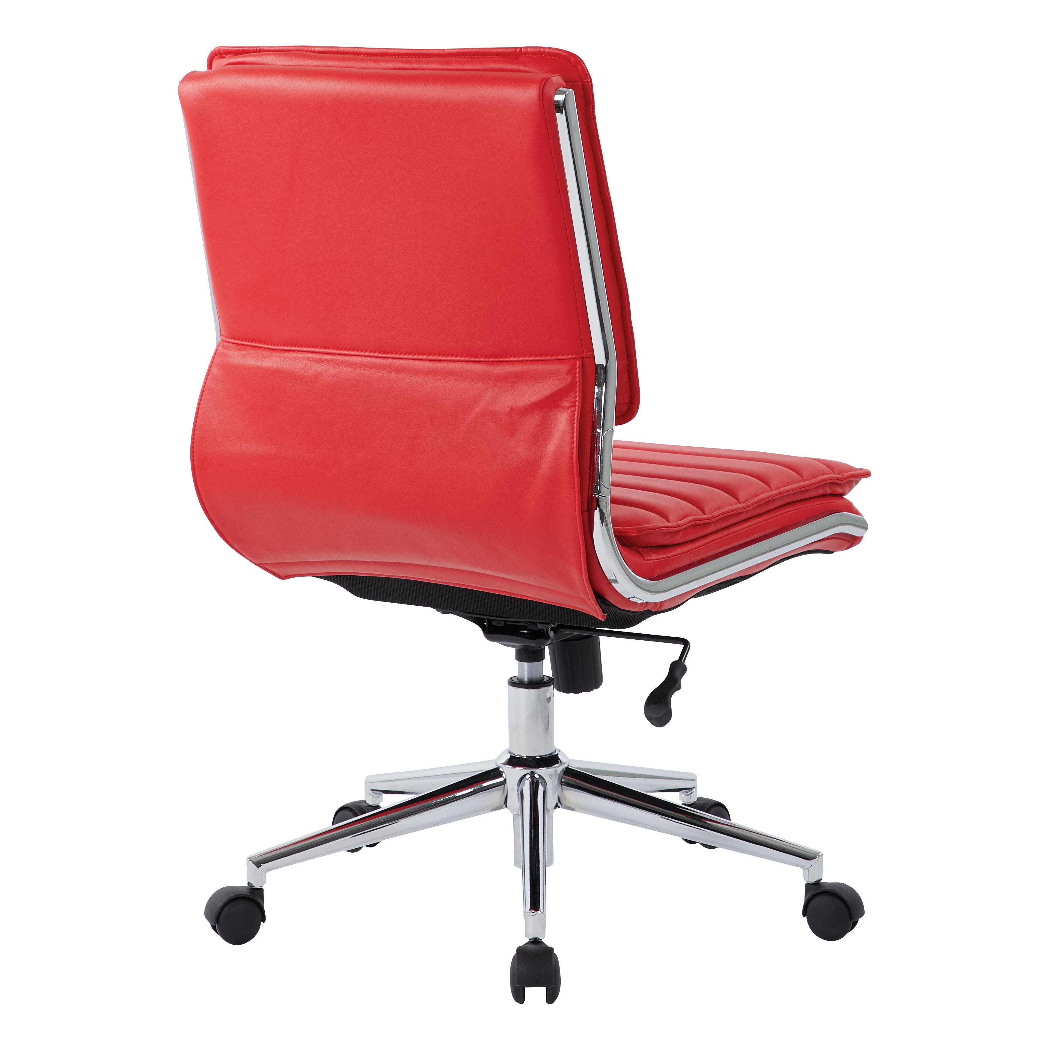 Armless Mid Bk Mgrs Faux Lthr Chair - Red