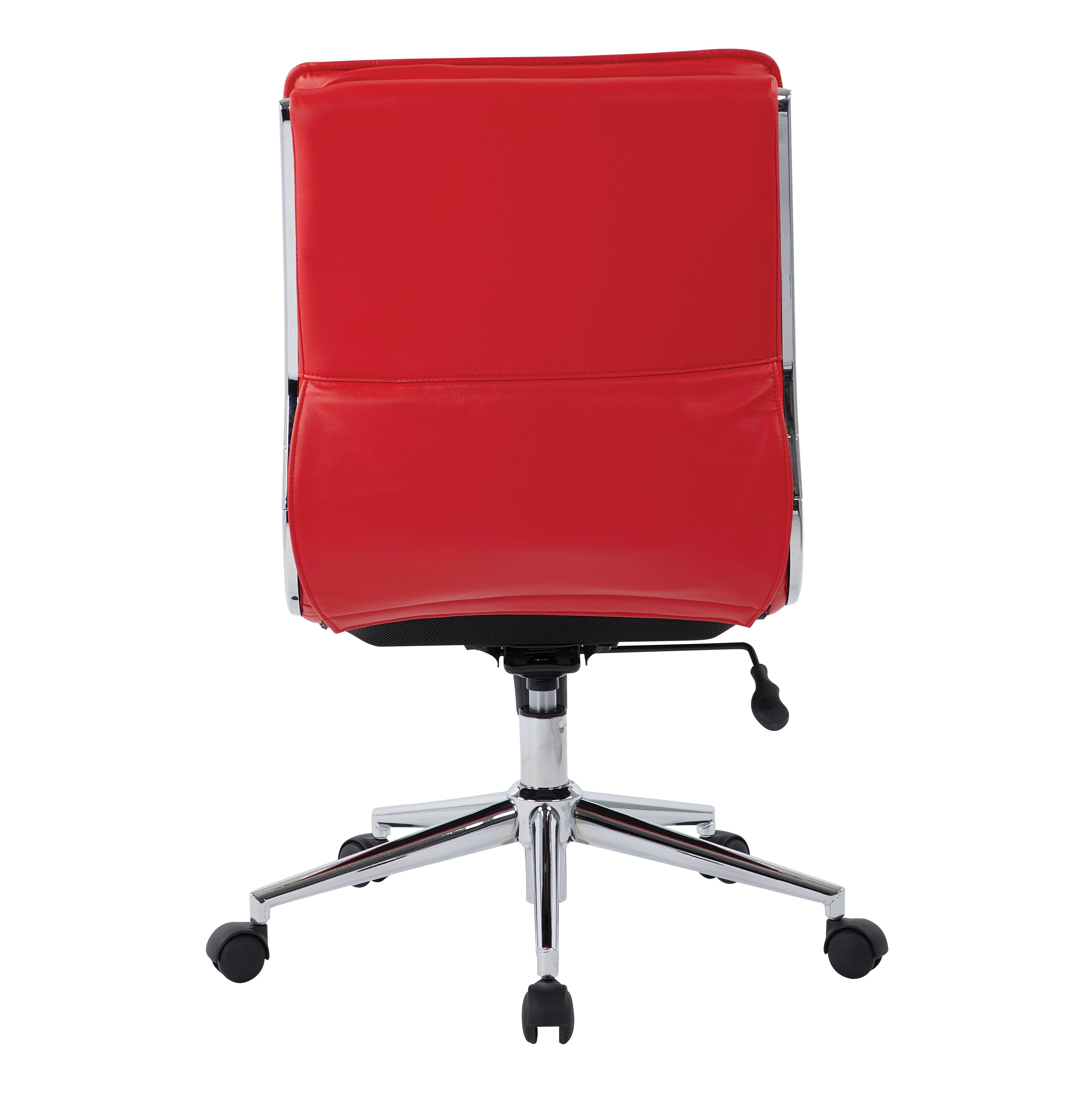 Armless Mid Bk Mgrs Faux Lthr Chair - Red