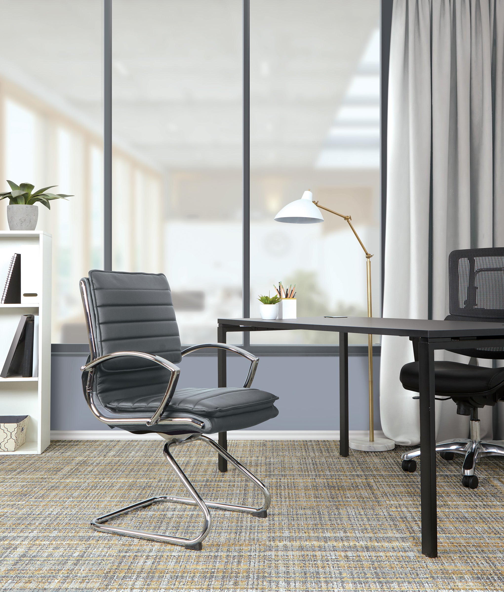 Guest Faux Leather Chair - Charcoal Grey
