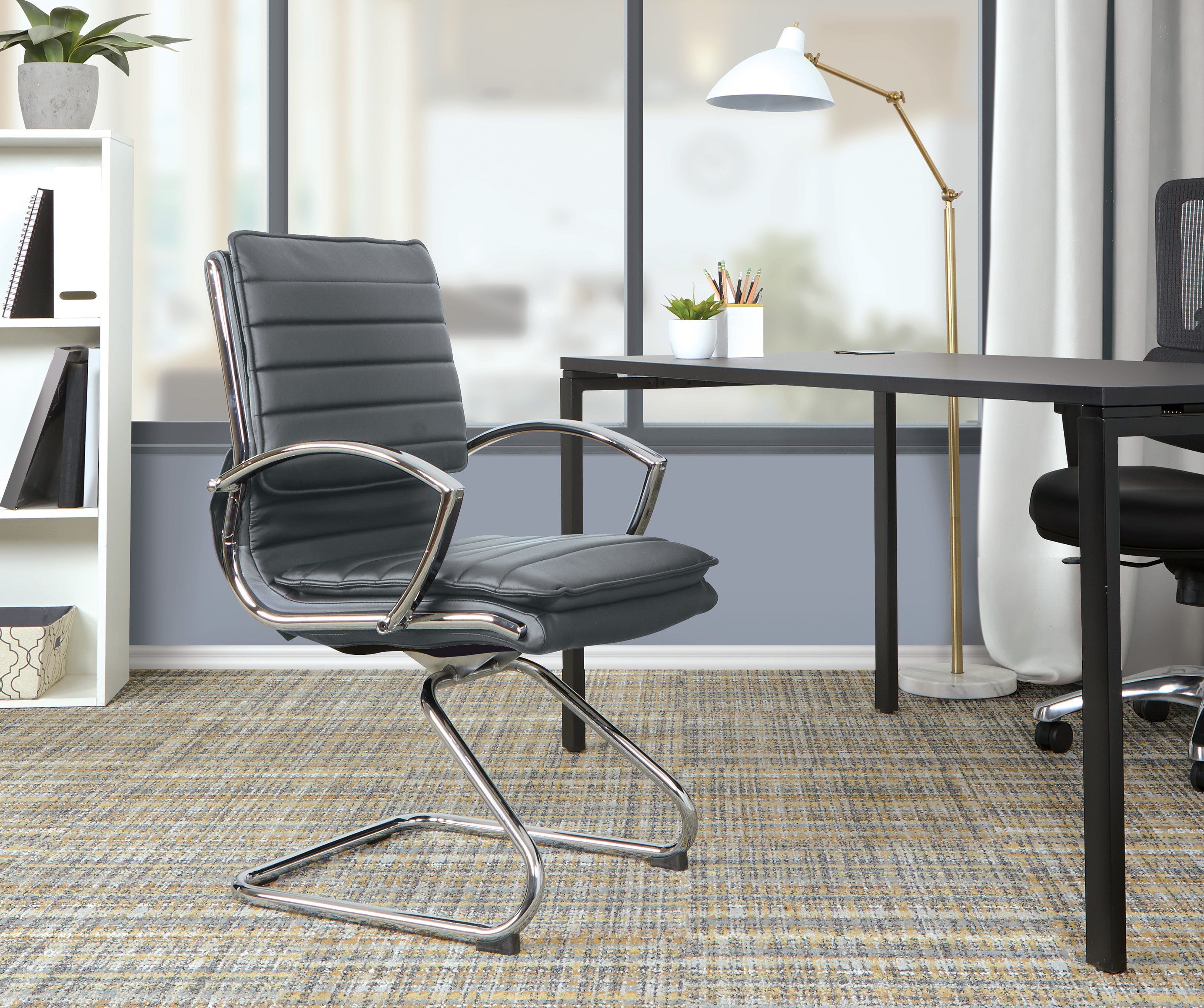Guest Faux Leather Chair - Charcoal Grey