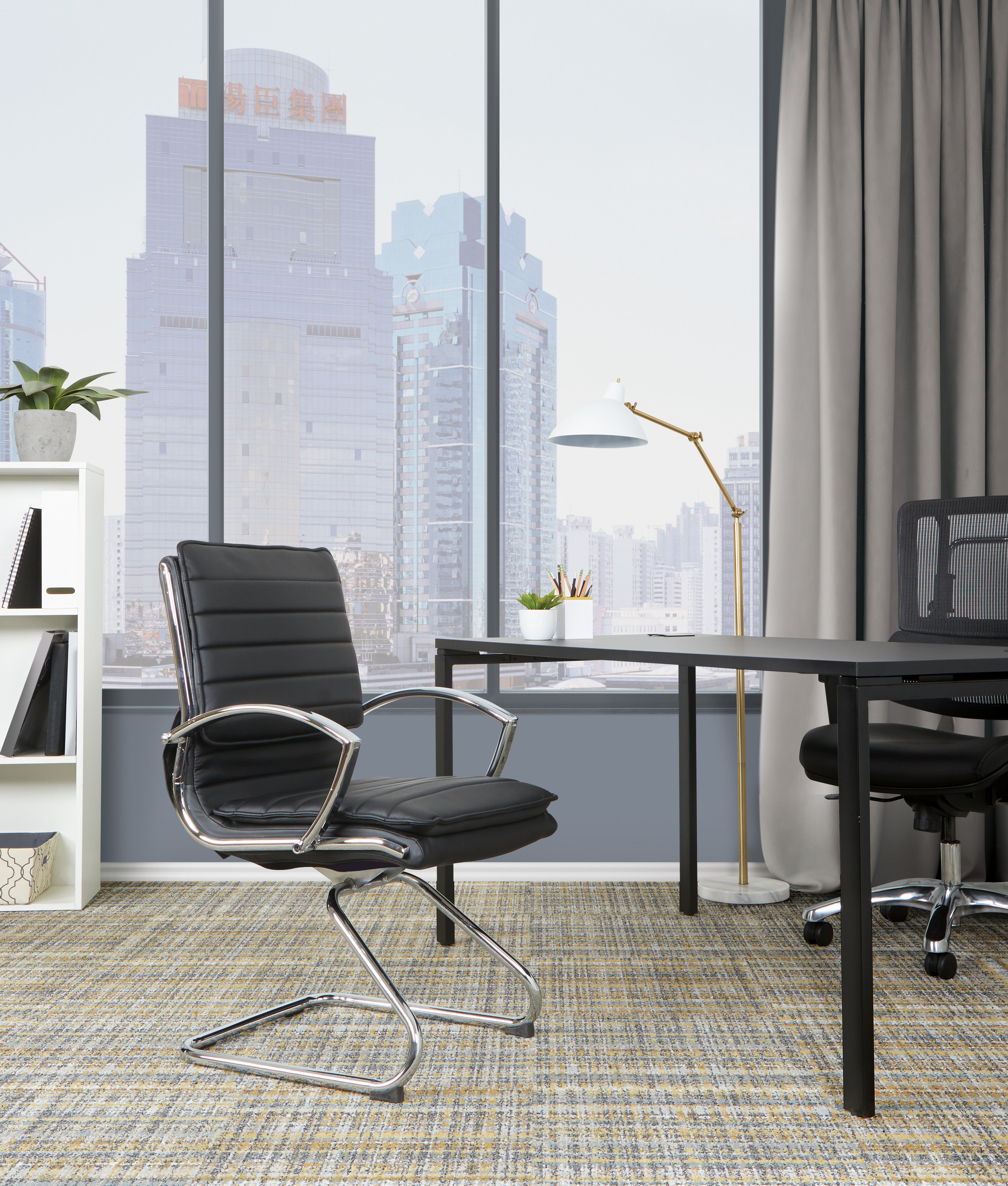 Guest Faux Leather Chair - Black