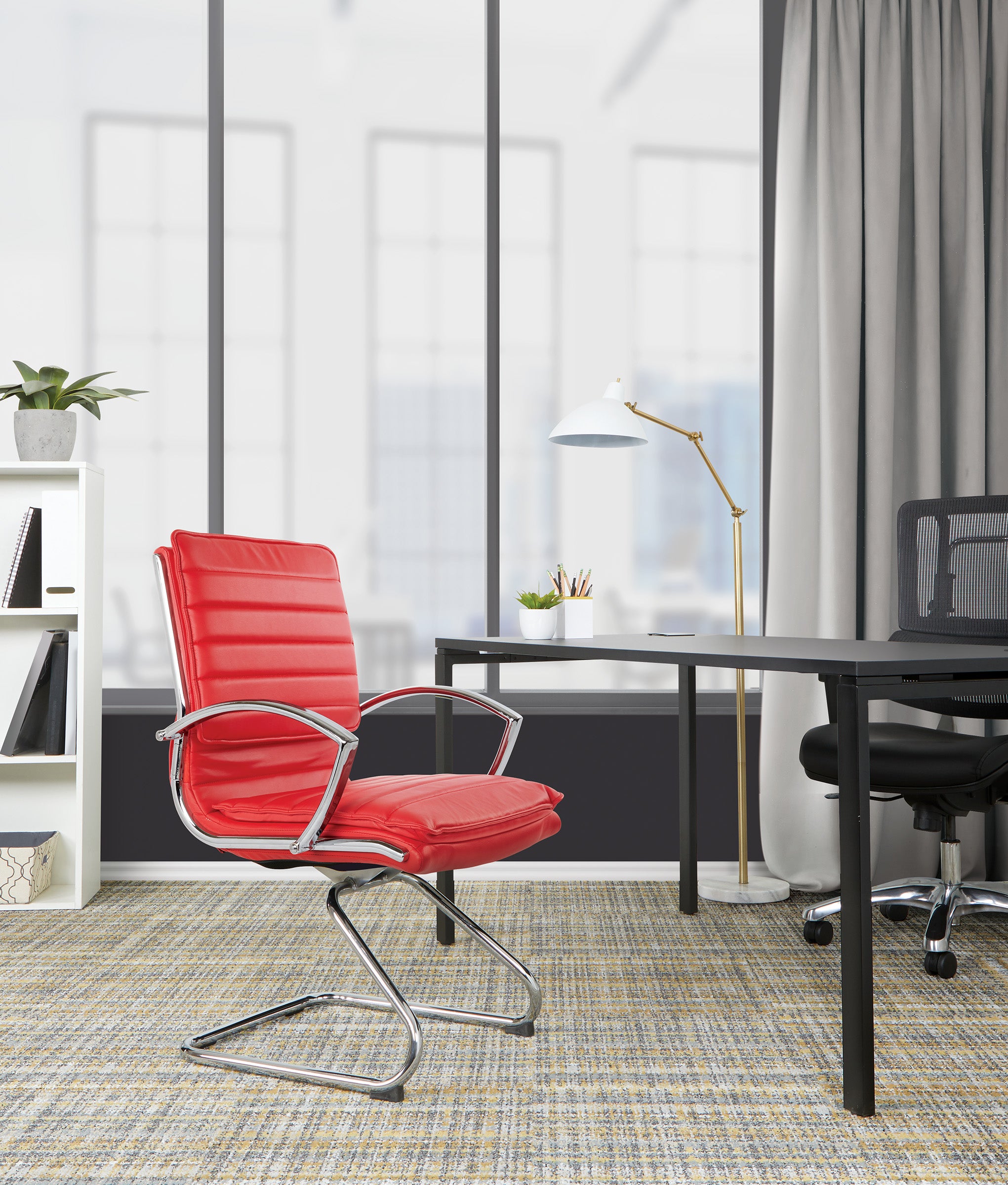 Guest Faux Leather Chair - Red