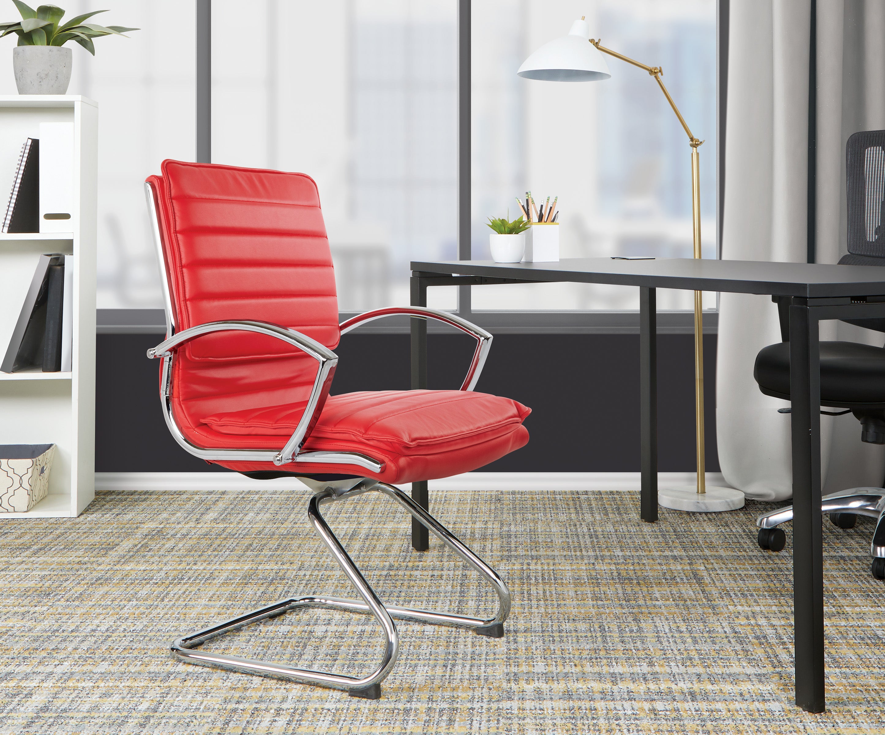Guest Faux Leather Chair - Red