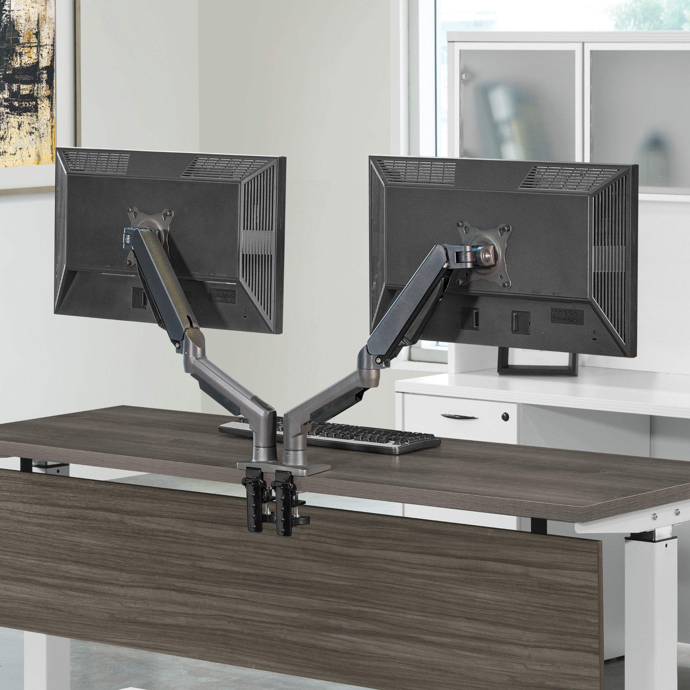 Double 27" Monitor Arms in Charcoal - Charcoal