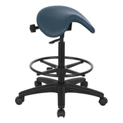 Backless Stool with Saddle Seat - Dillon Blue