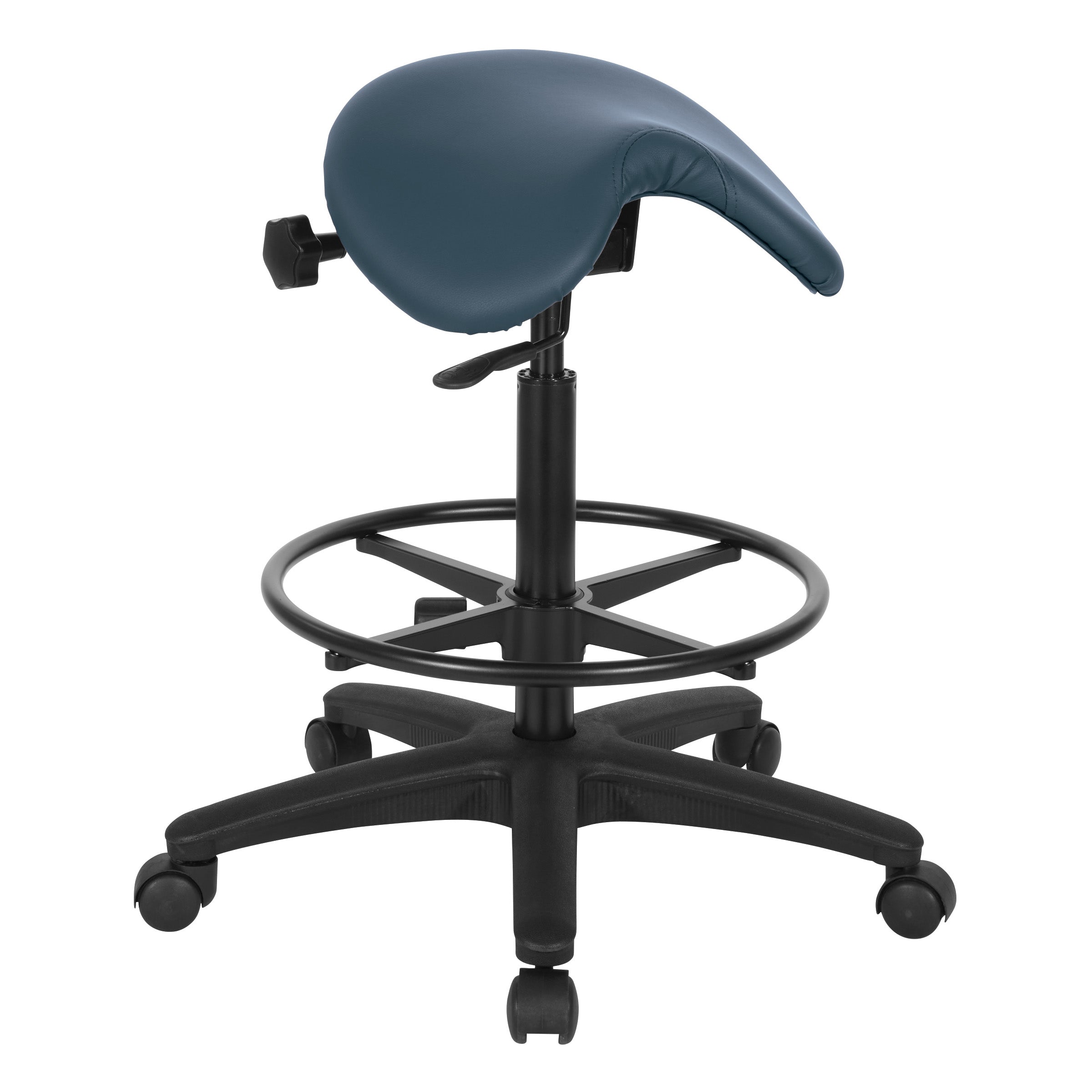 Backless Stool with Saddle Seat - Dillon Blue