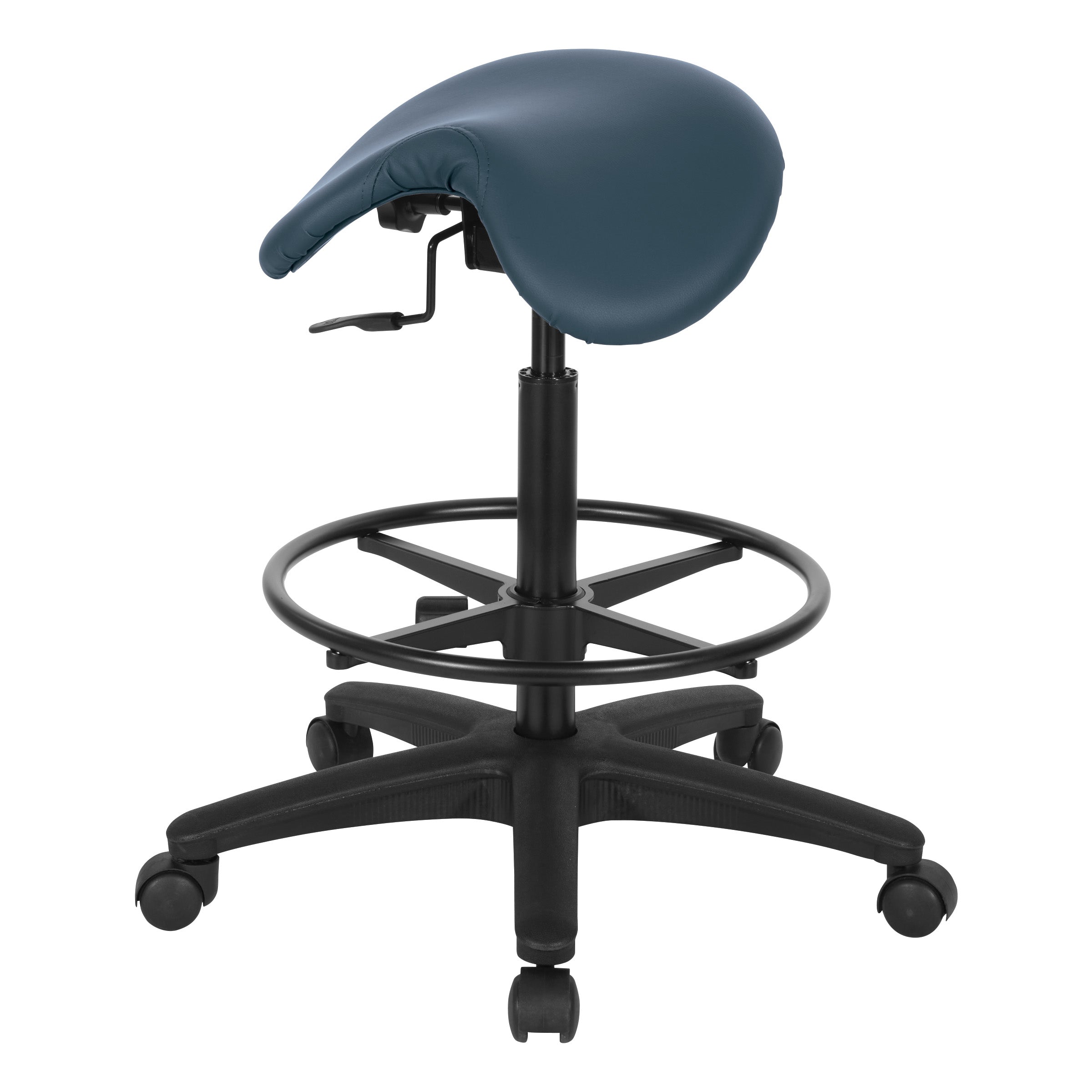 Backless Stool with Saddle Seat - Dillon Blue
