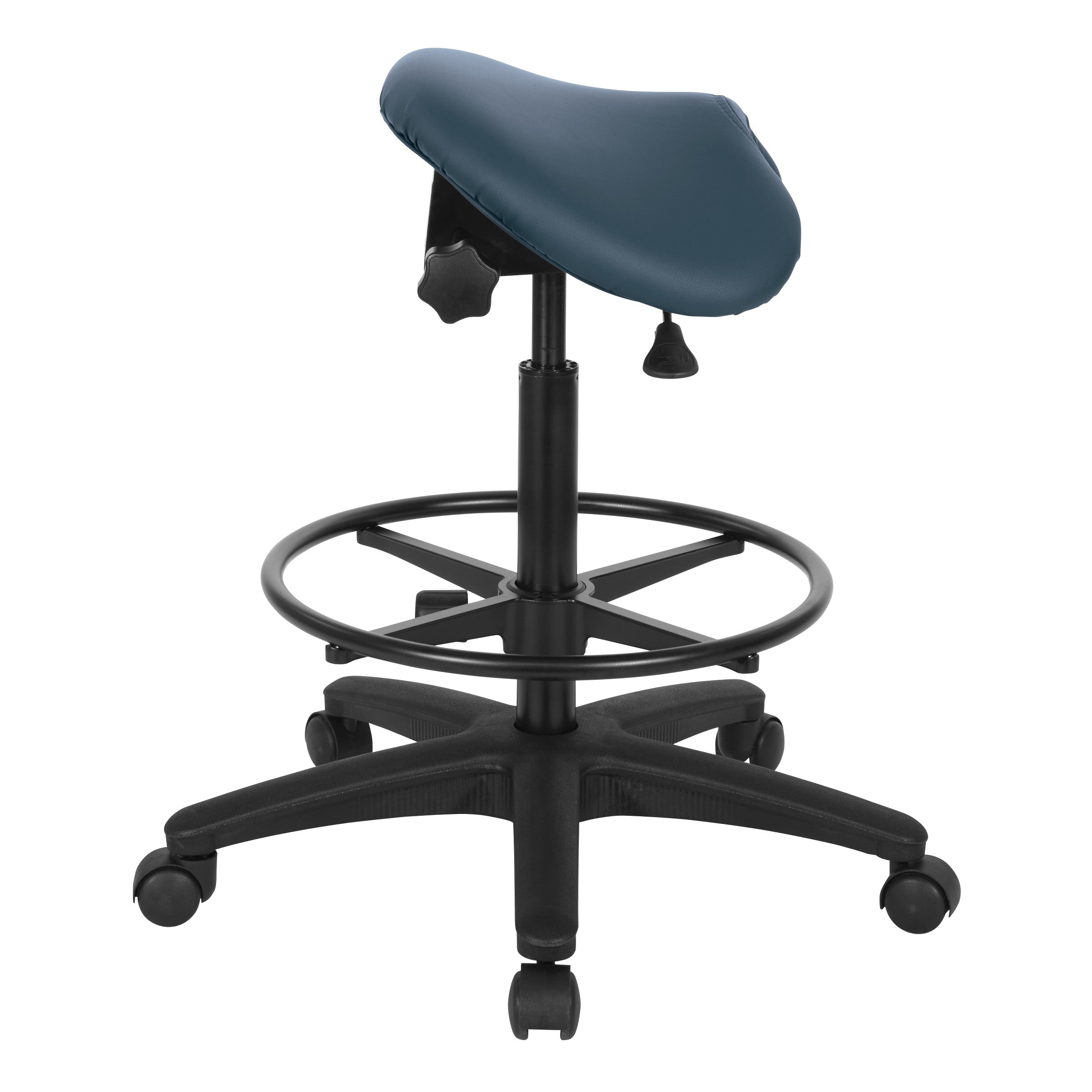 Backless Stool with Saddle Seat - Dillon Blue
