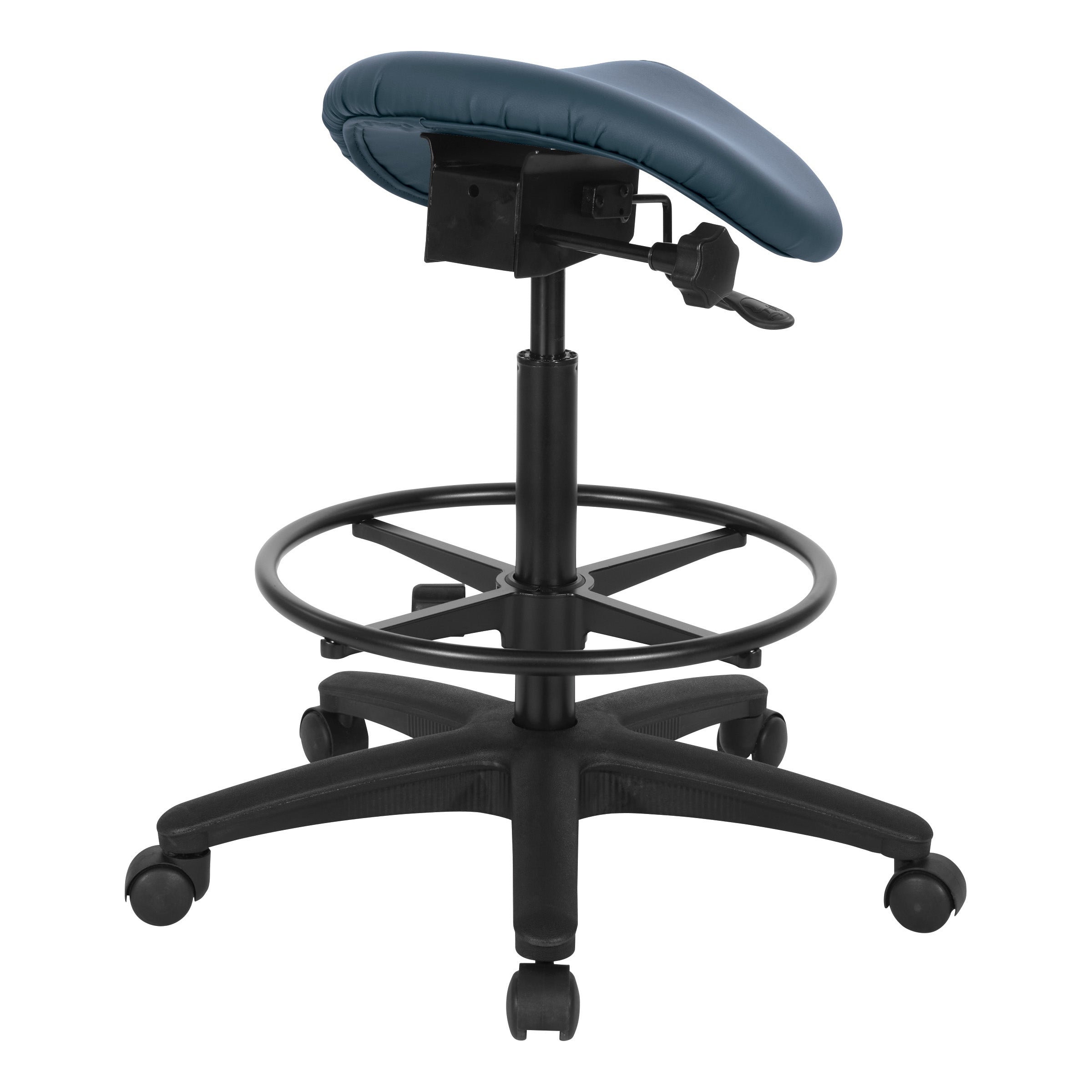 Backless Stool with Saddle Seat - Dillon Blue