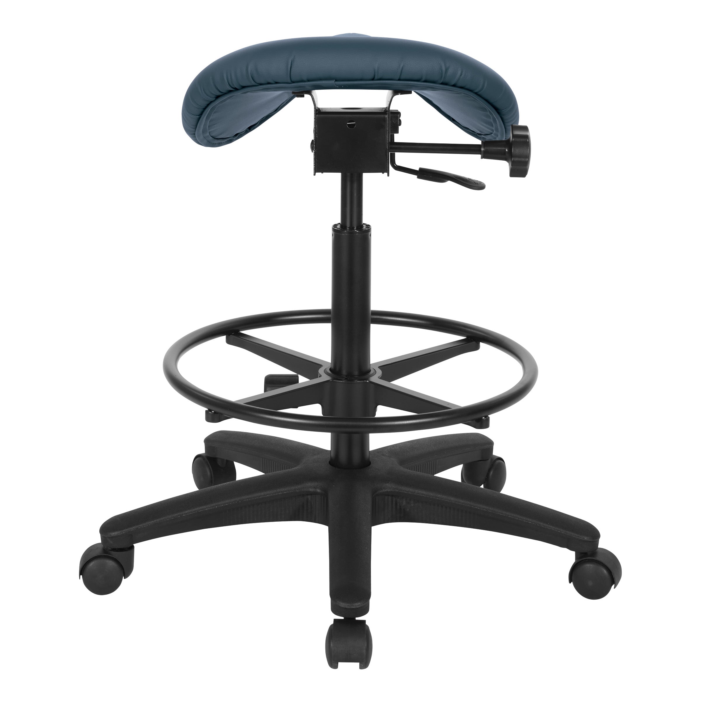 Backless Stool with Saddle Seat - Dillon Blue