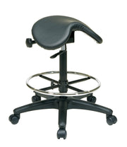 Backless Stool with Saddle Seat - Black