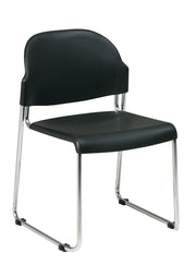 Stack Chair with Plastic Seat/Back - Black