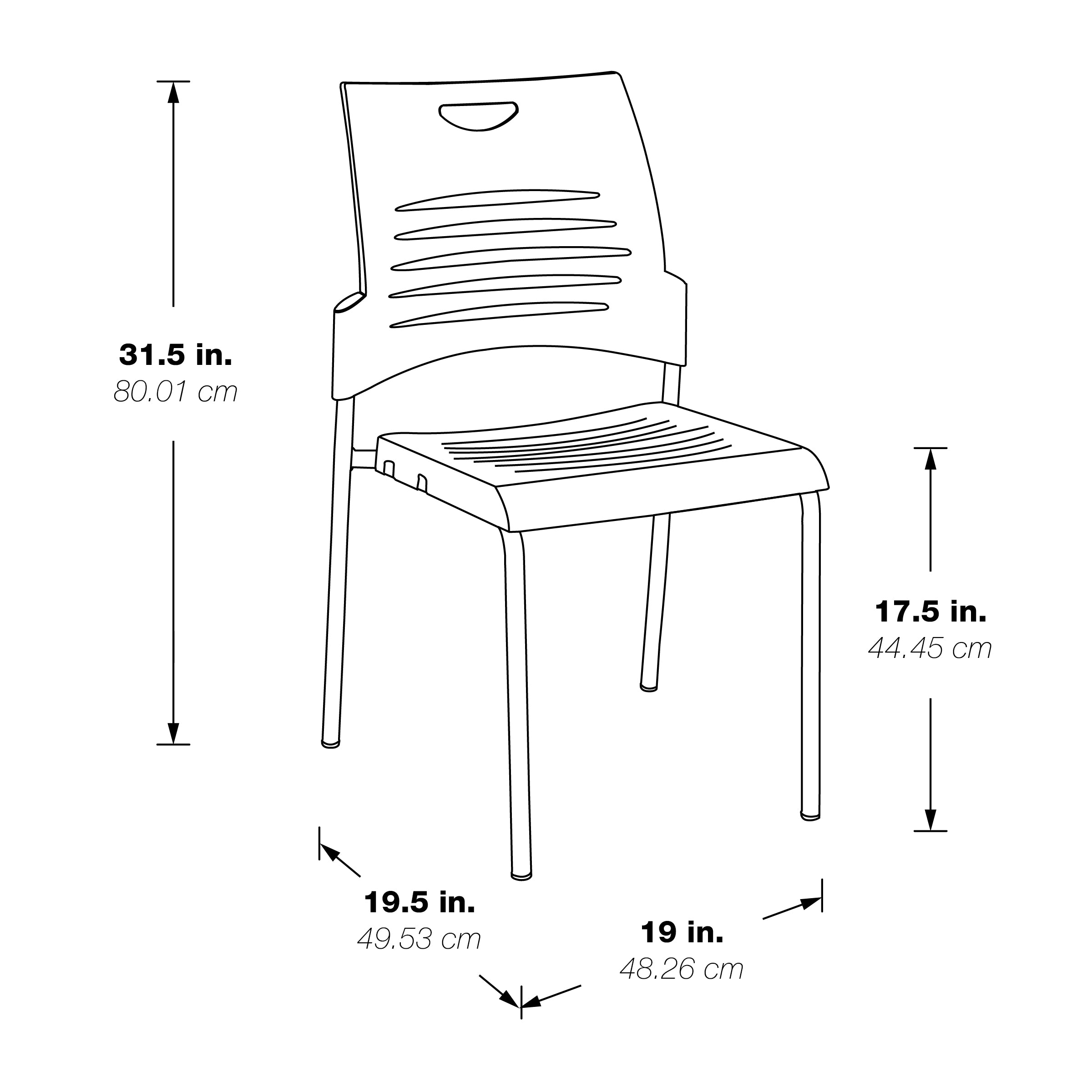 Straight Leg Stack Chair - Black