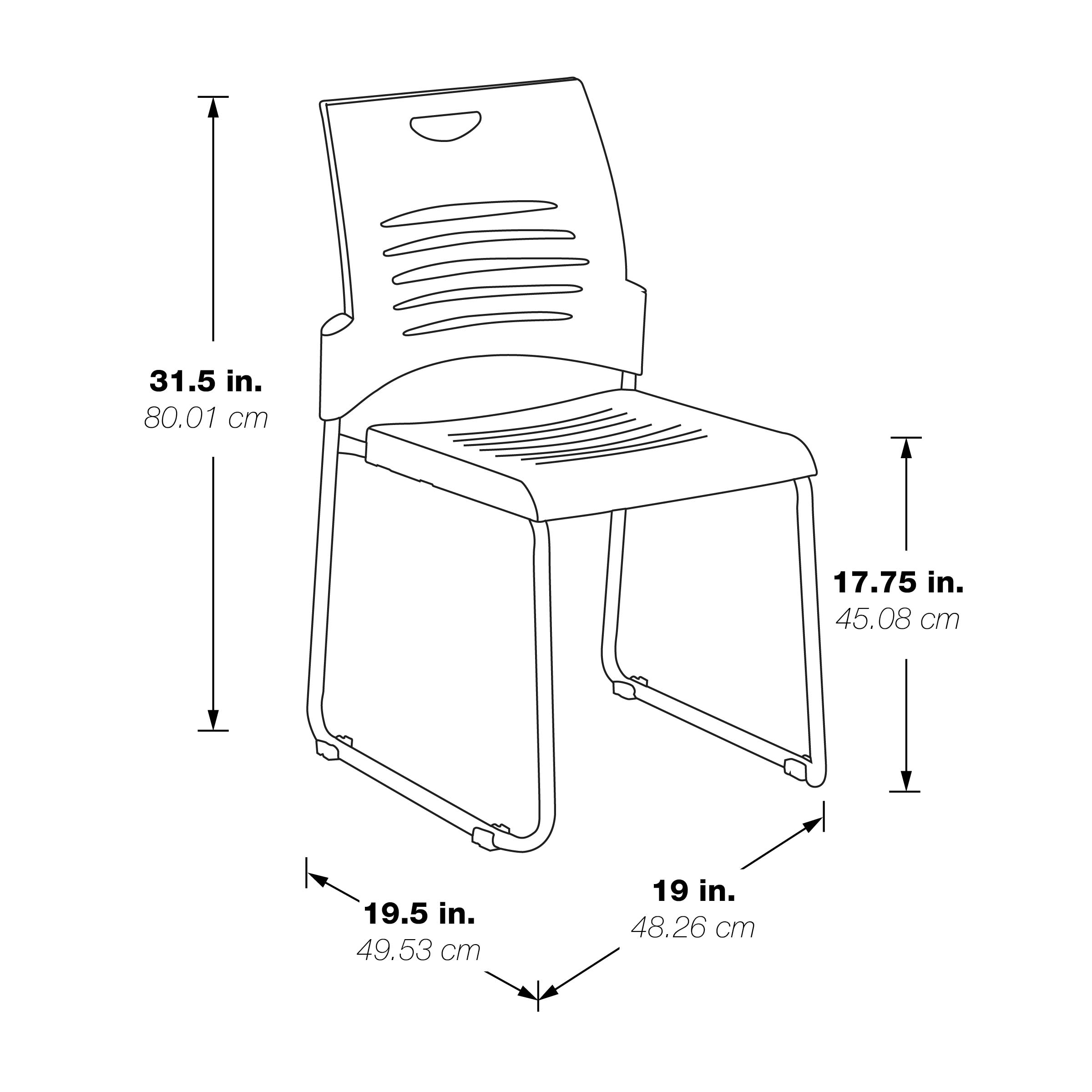 Sled Base Leg Stack Chair - Black