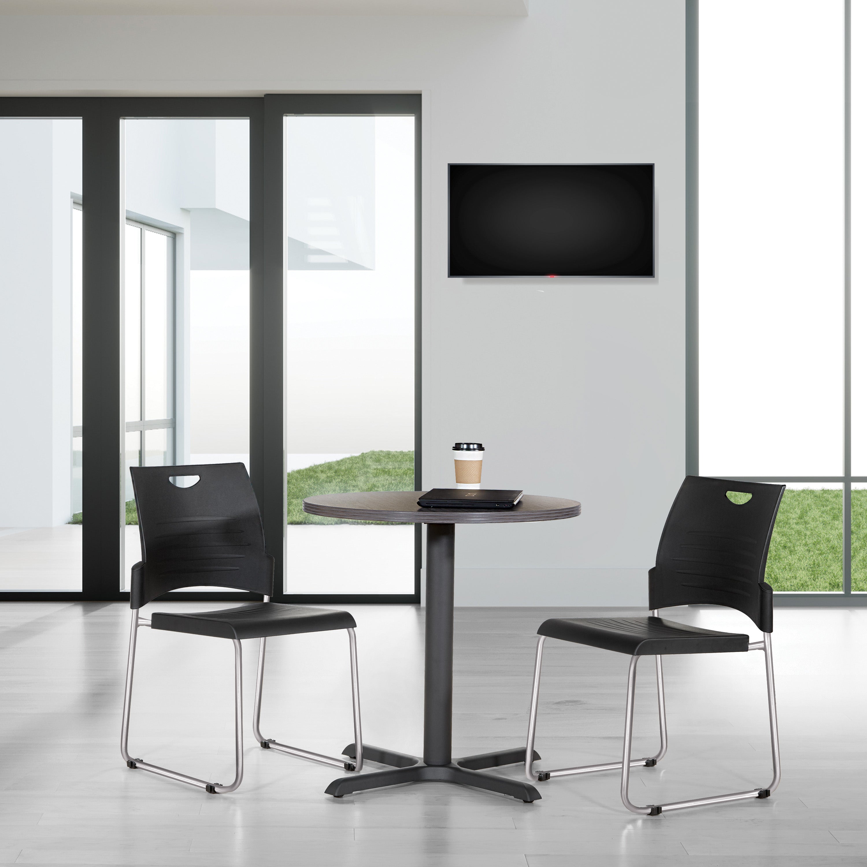 Sled Base Leg Stack Chair - Black