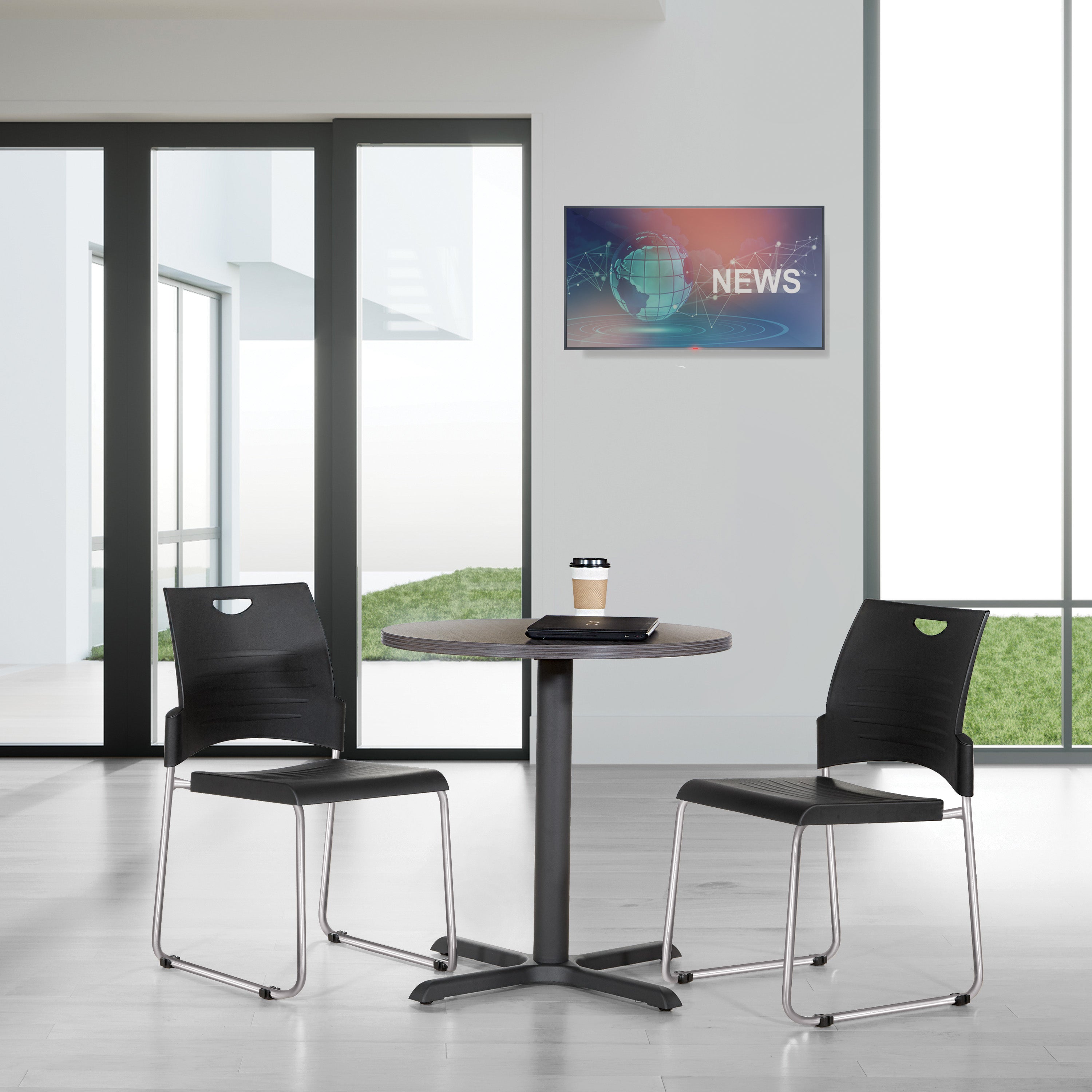 Sled Base Leg Stack Chair - Black