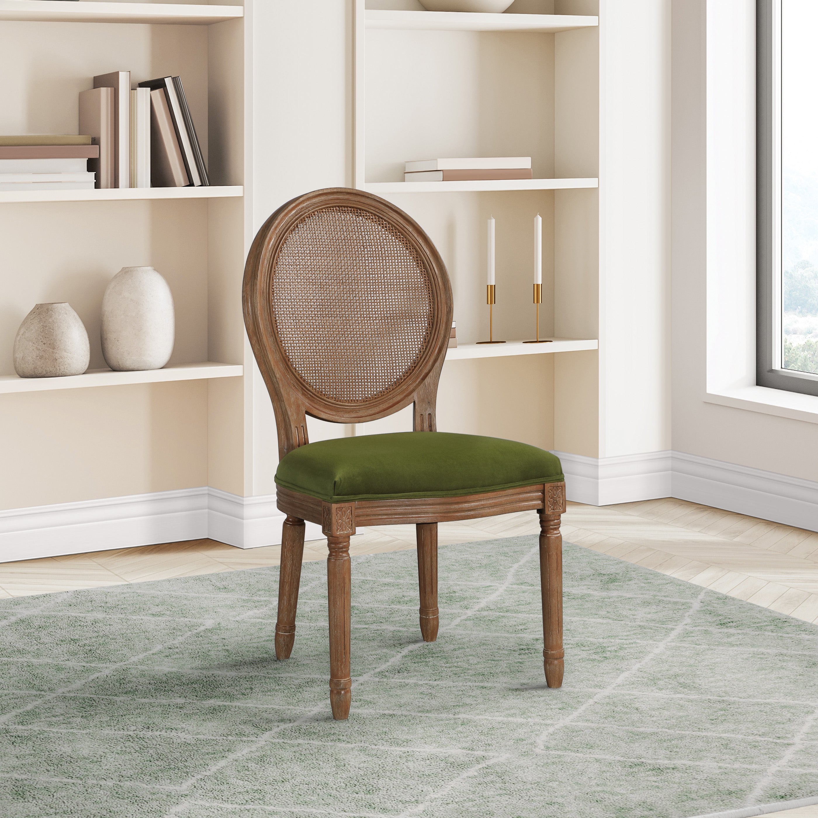 Stella Cane Back Chair - Moss