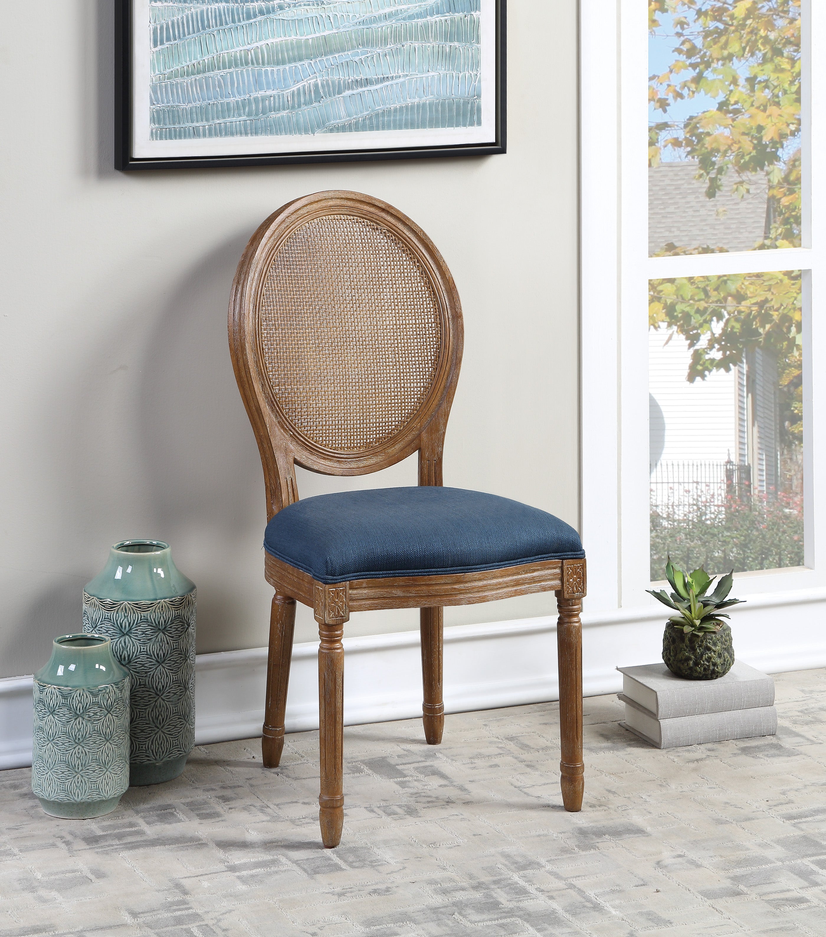 Stella Cane Back Chair - Azure
