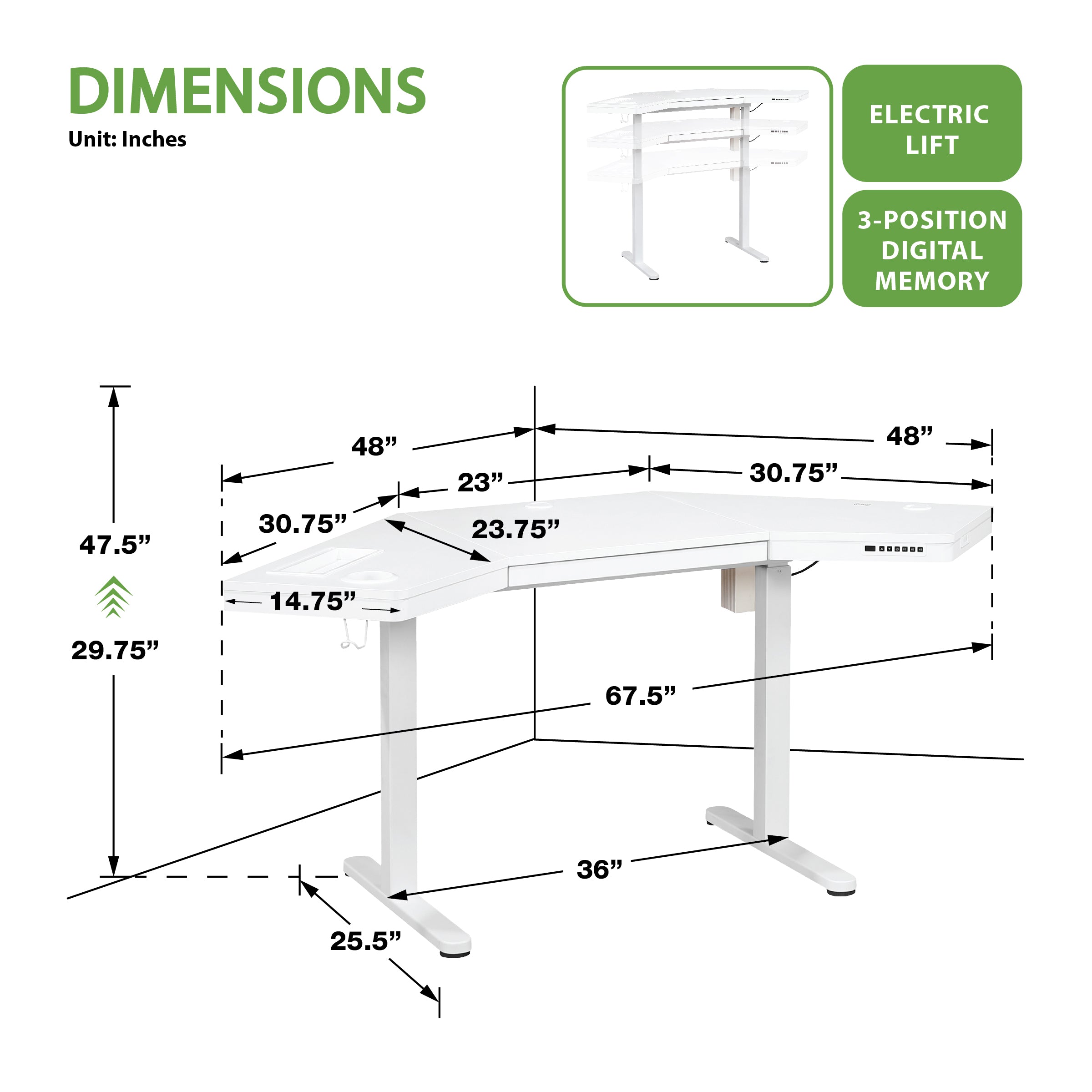 Stealth Sit-to-Stand Electric Heigh - White