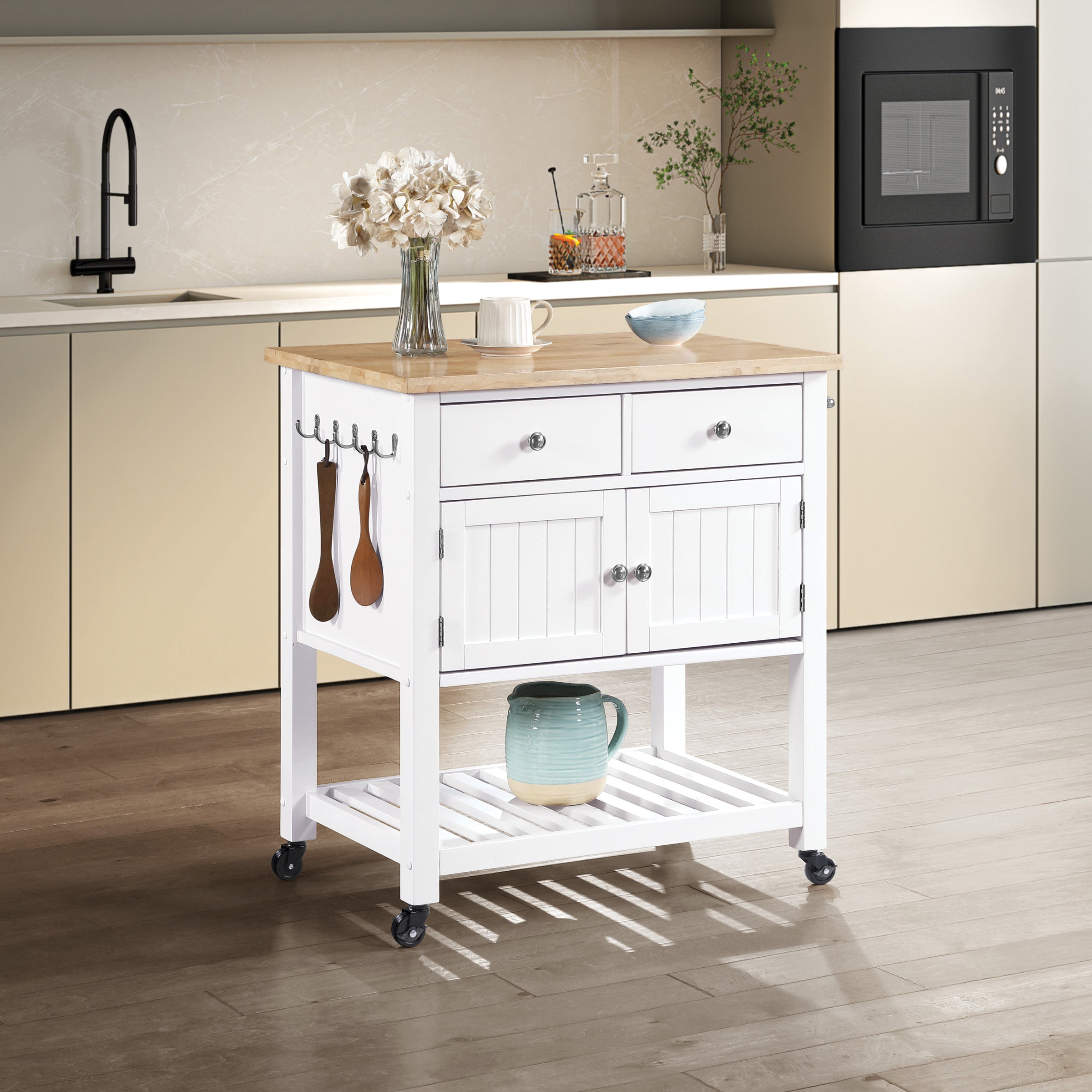 Stirling Kitchen Cart in White Finish