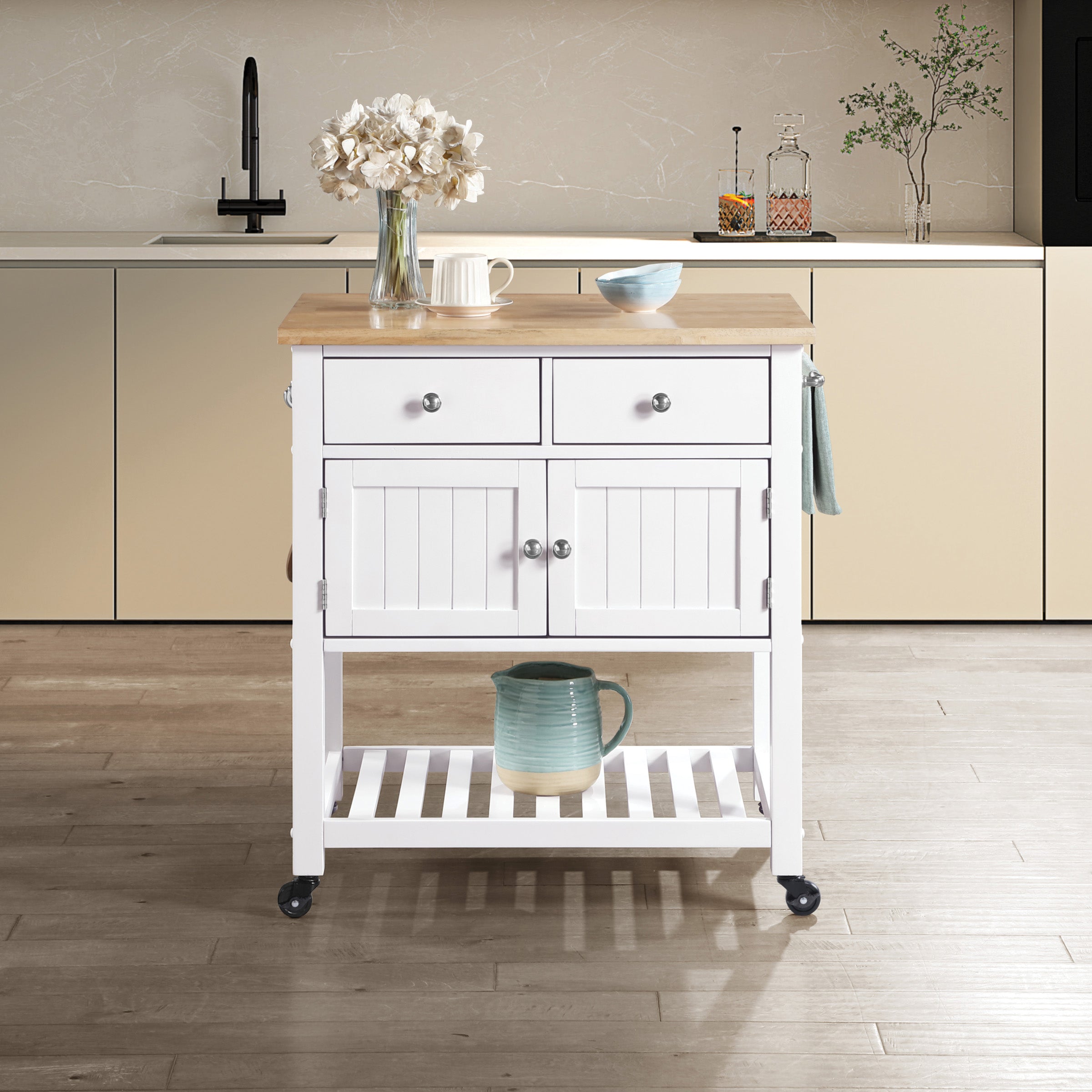Stirling Kitchen Cart in White Finish