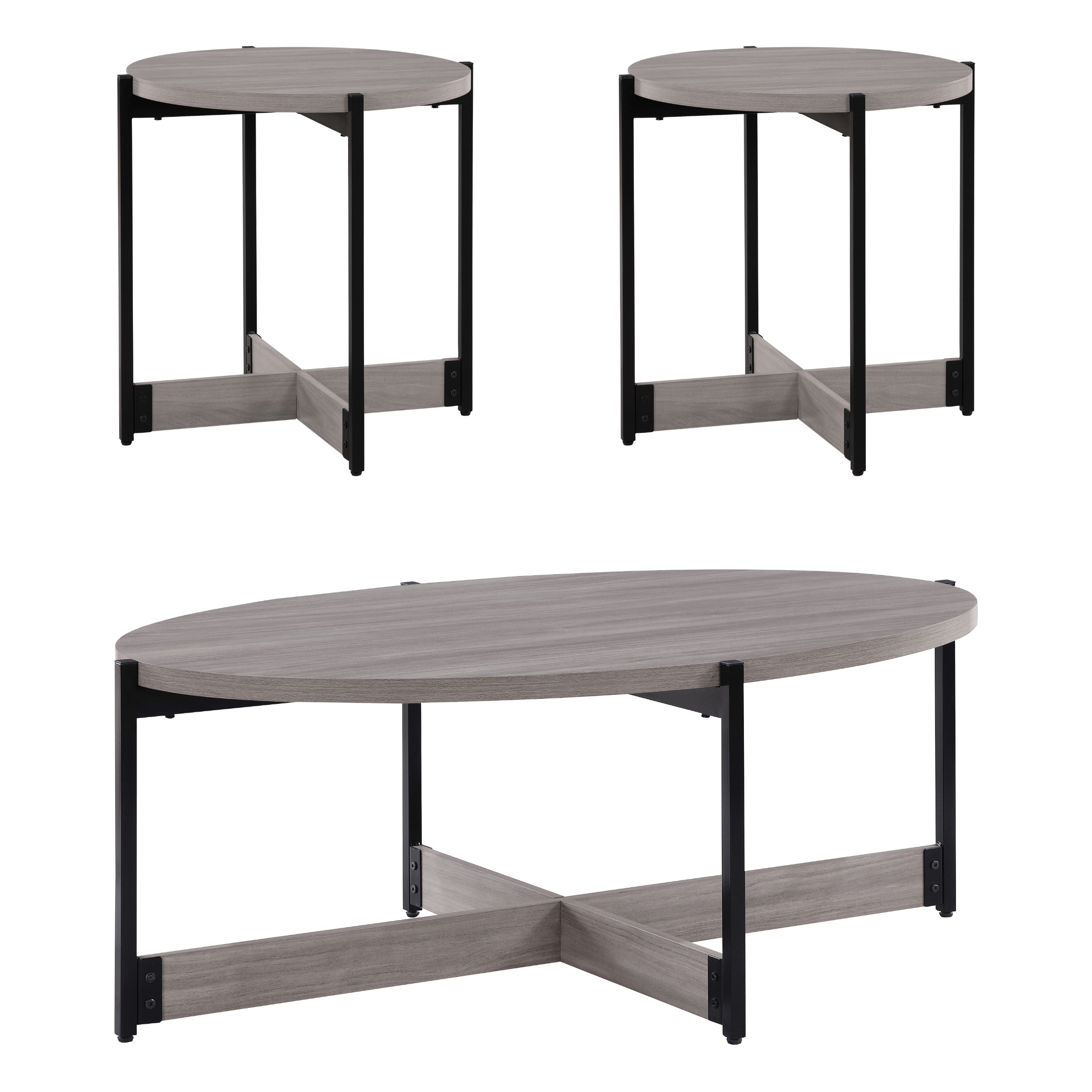 3-piece Occasional Table Set - Grey/Black