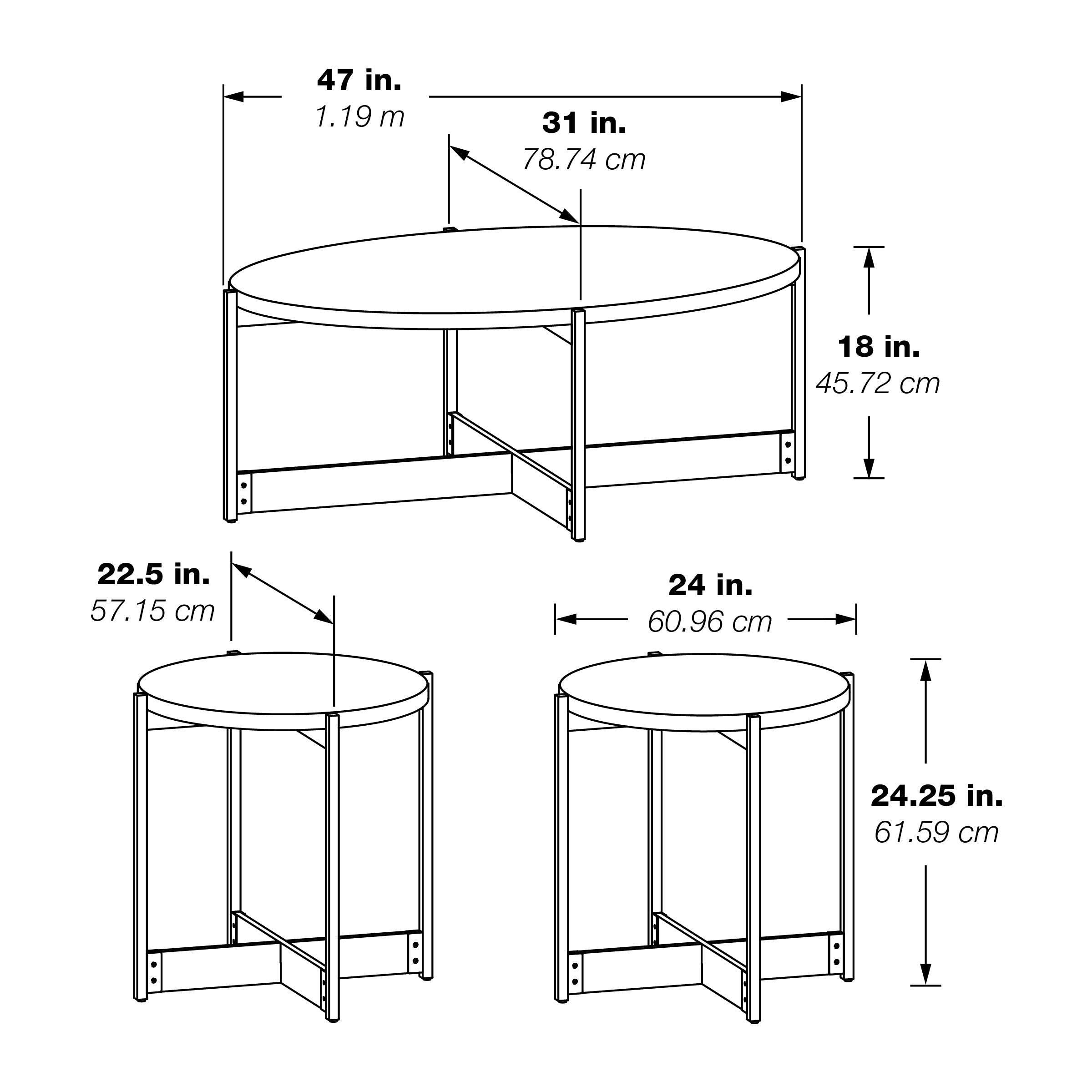 3-piece Occasional Table Set - Grey/Black