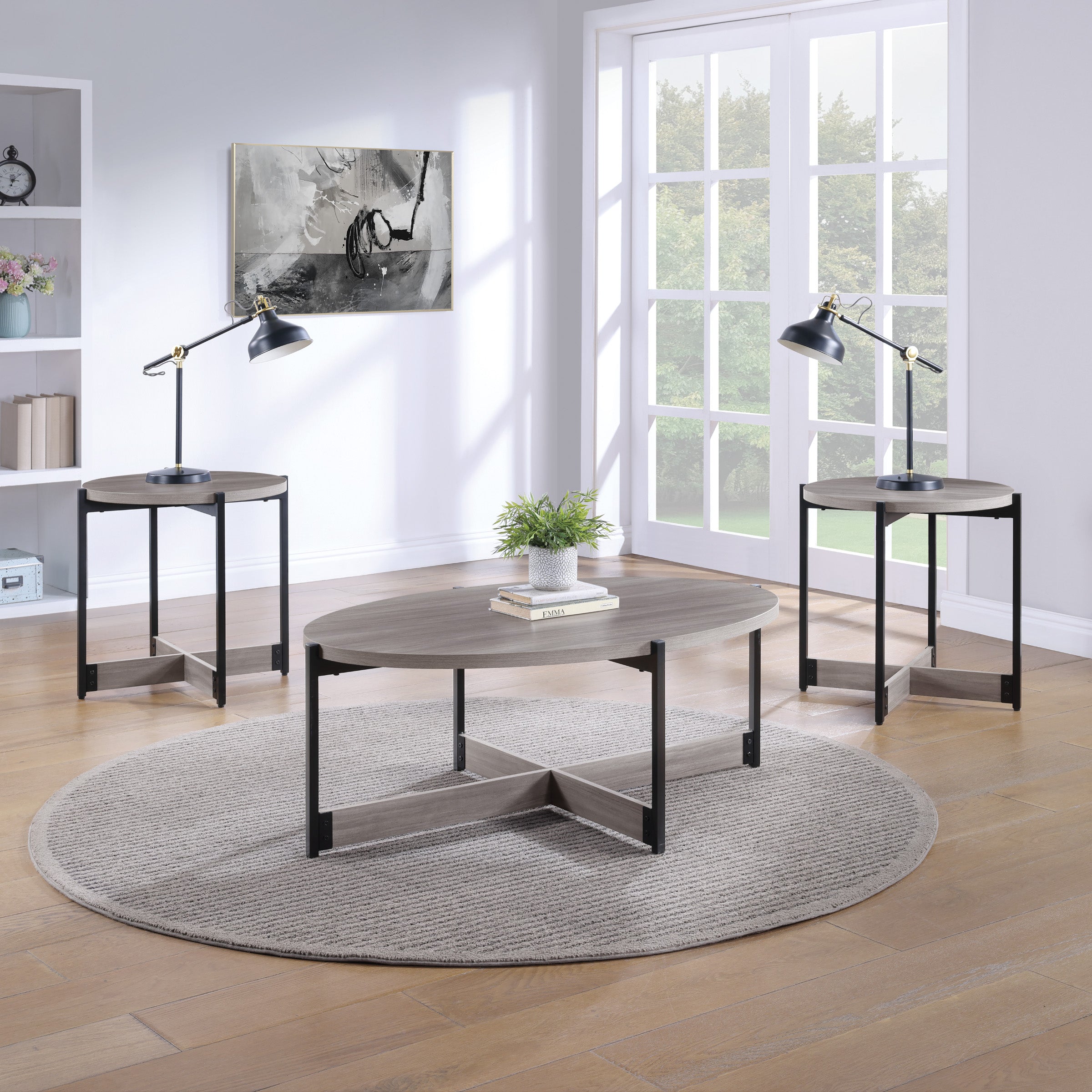 3-piece Occasional Table Set - Grey/Black