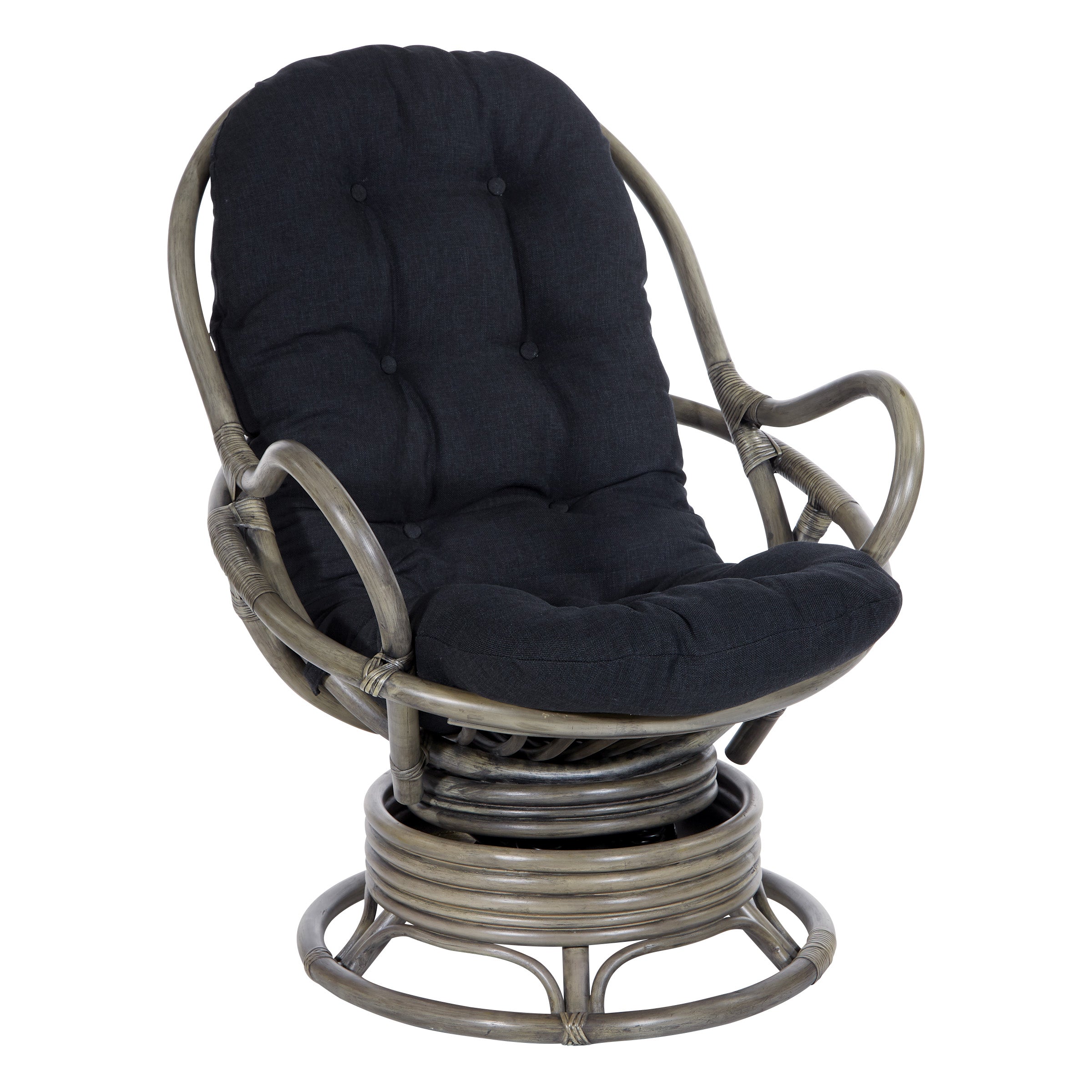 Tahiti Rattan Swivel Rocker - Black