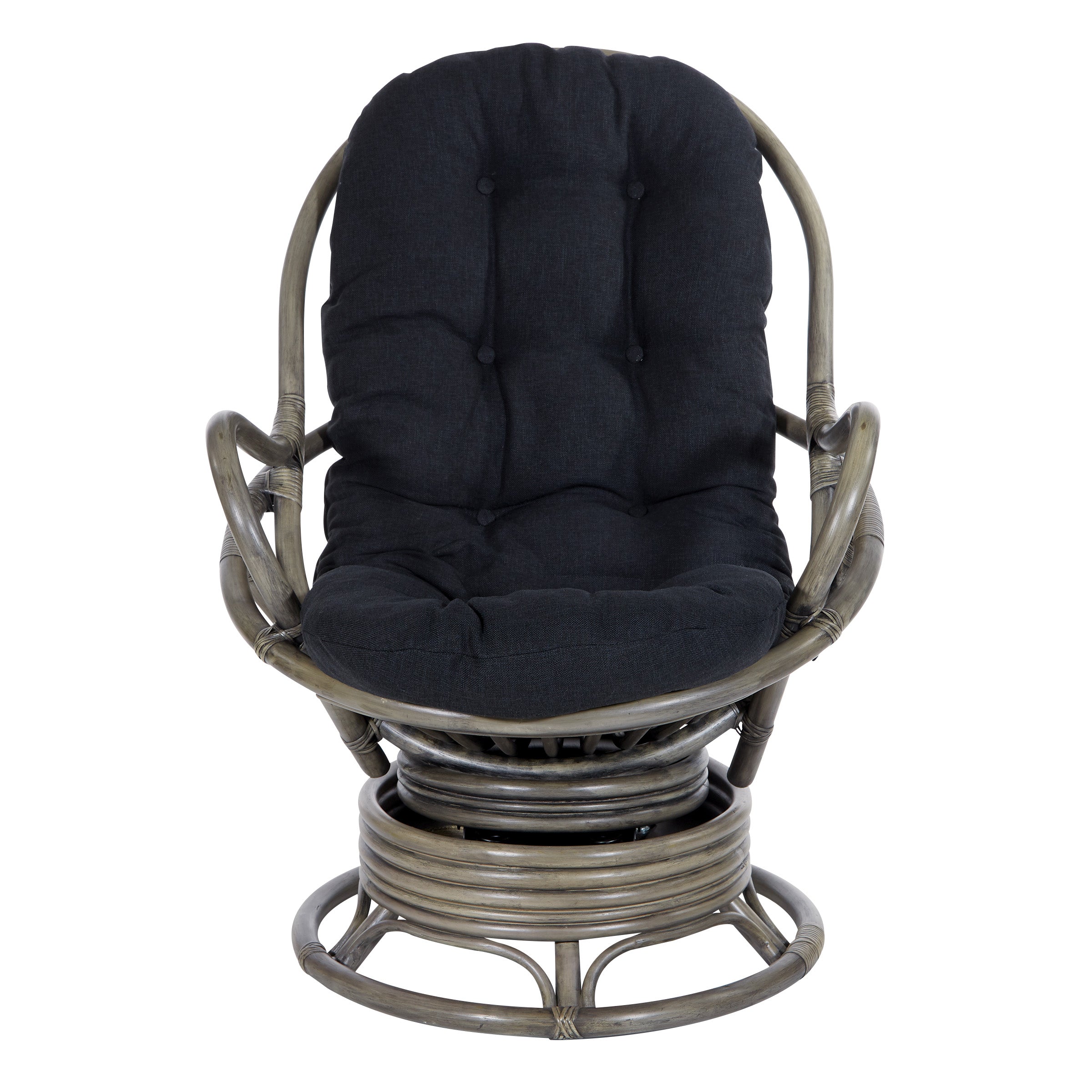 Tahiti Rattan Swivel Rocker - Black