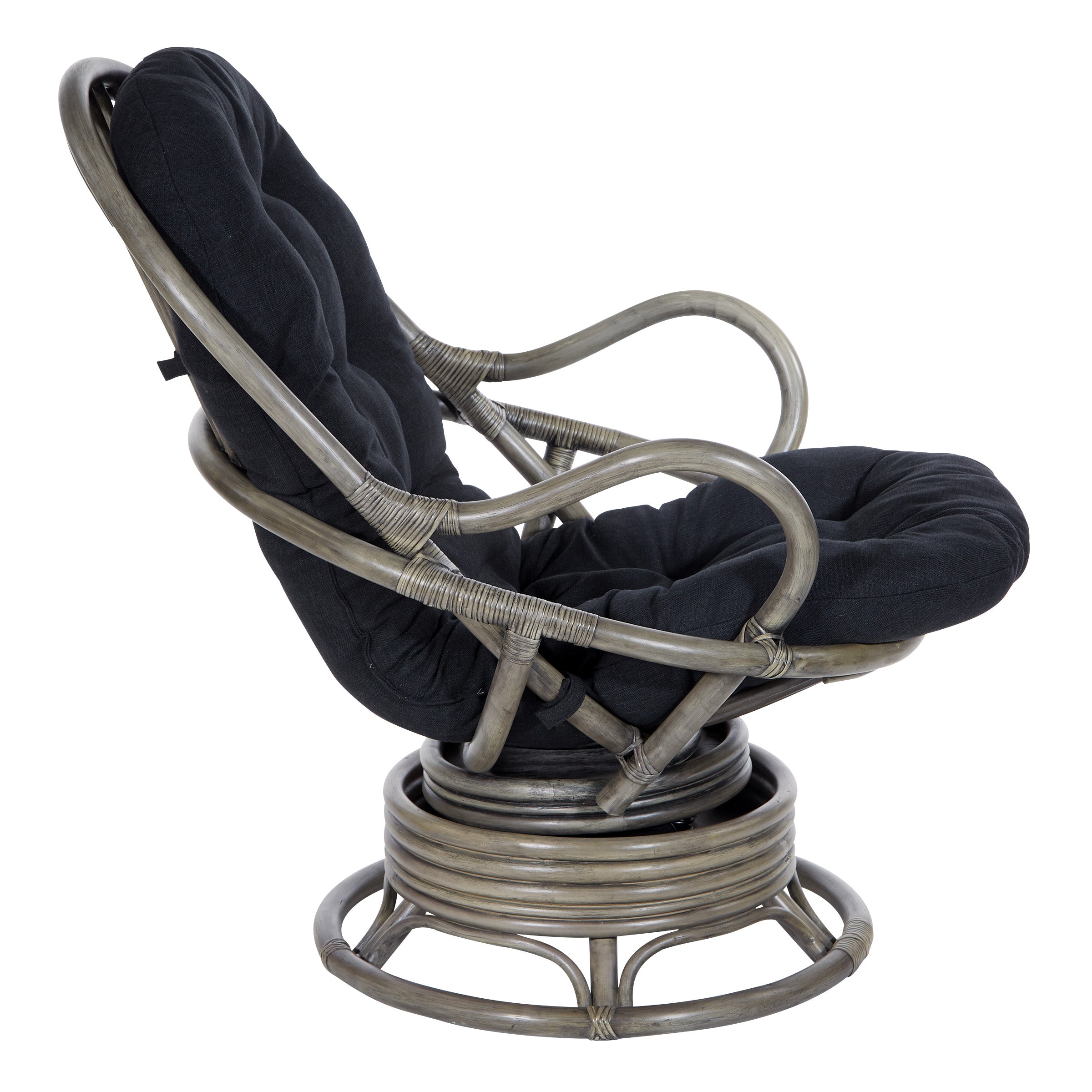 Tahiti Rattan Swivel Rocker - Black