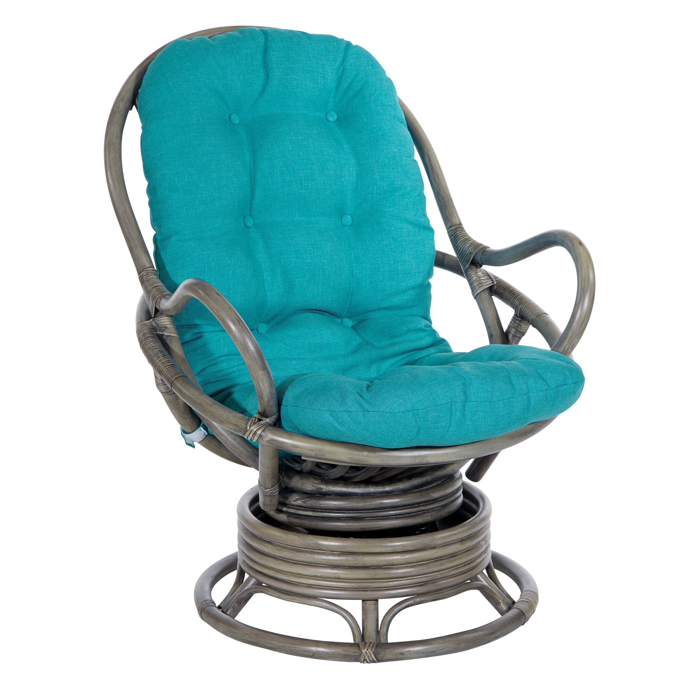 Tahiti Rattan Swivel Rocker - Blue