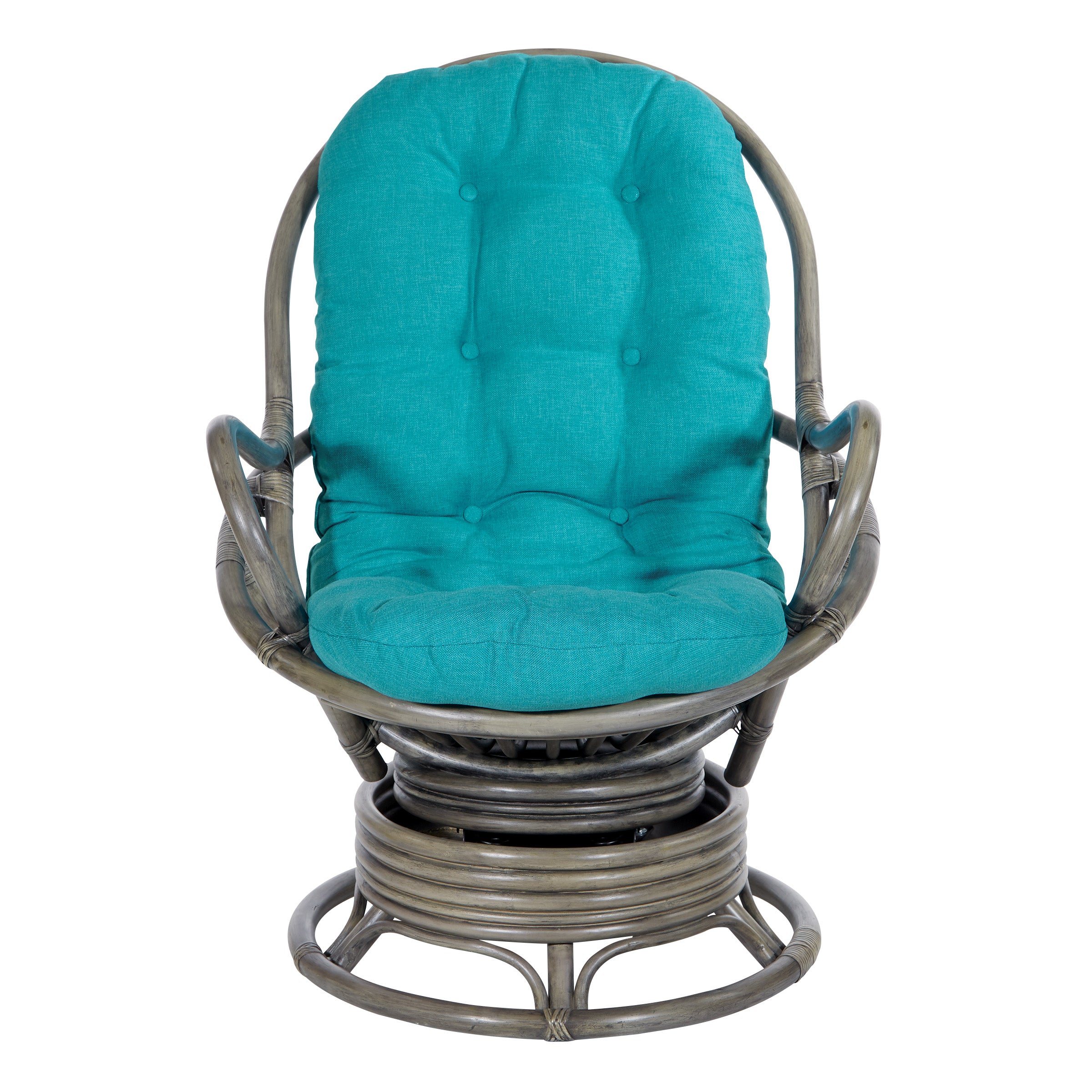 Tahiti Rattan Swivel Rocker - Blue