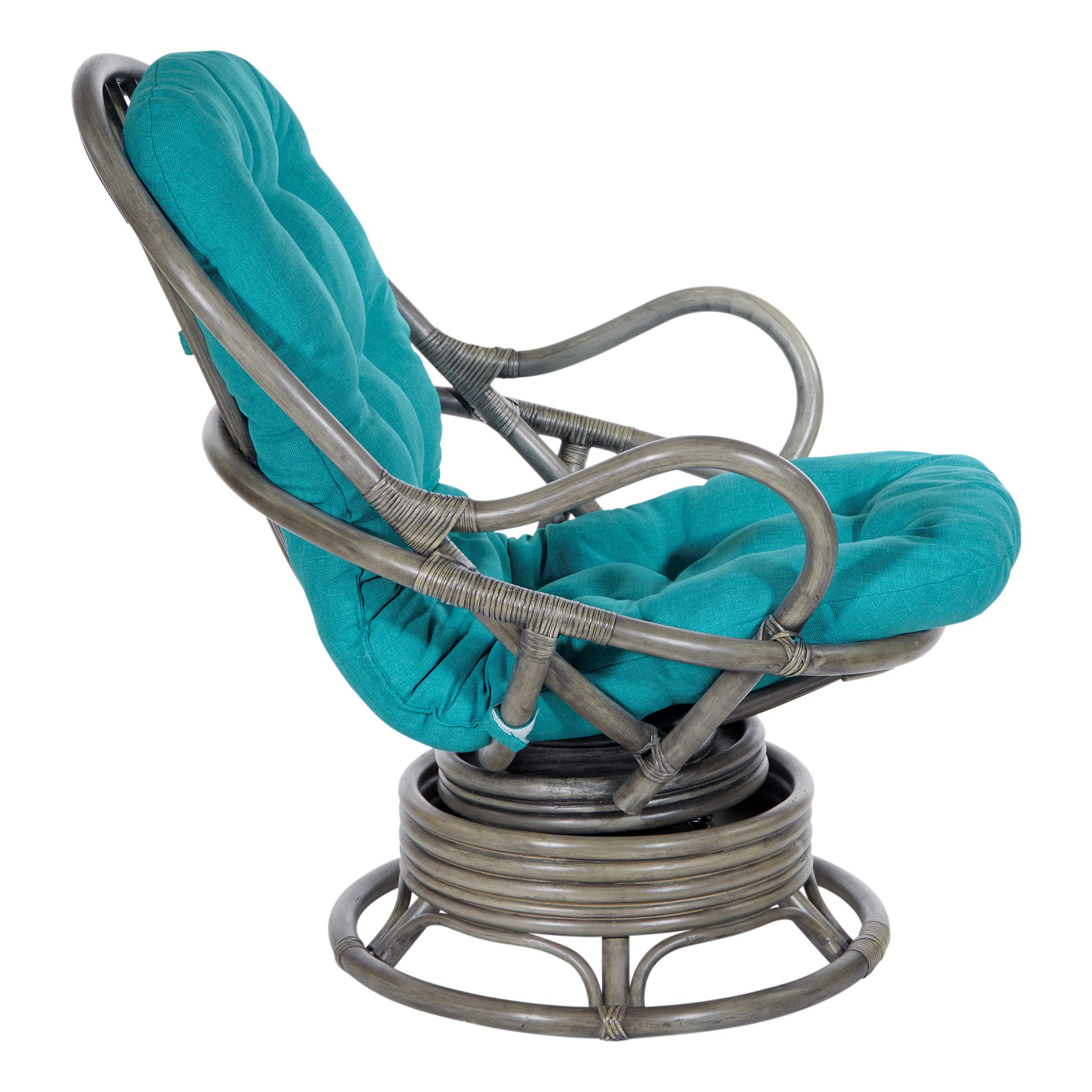 Tahiti Rattan Swivel Rocker - Blue