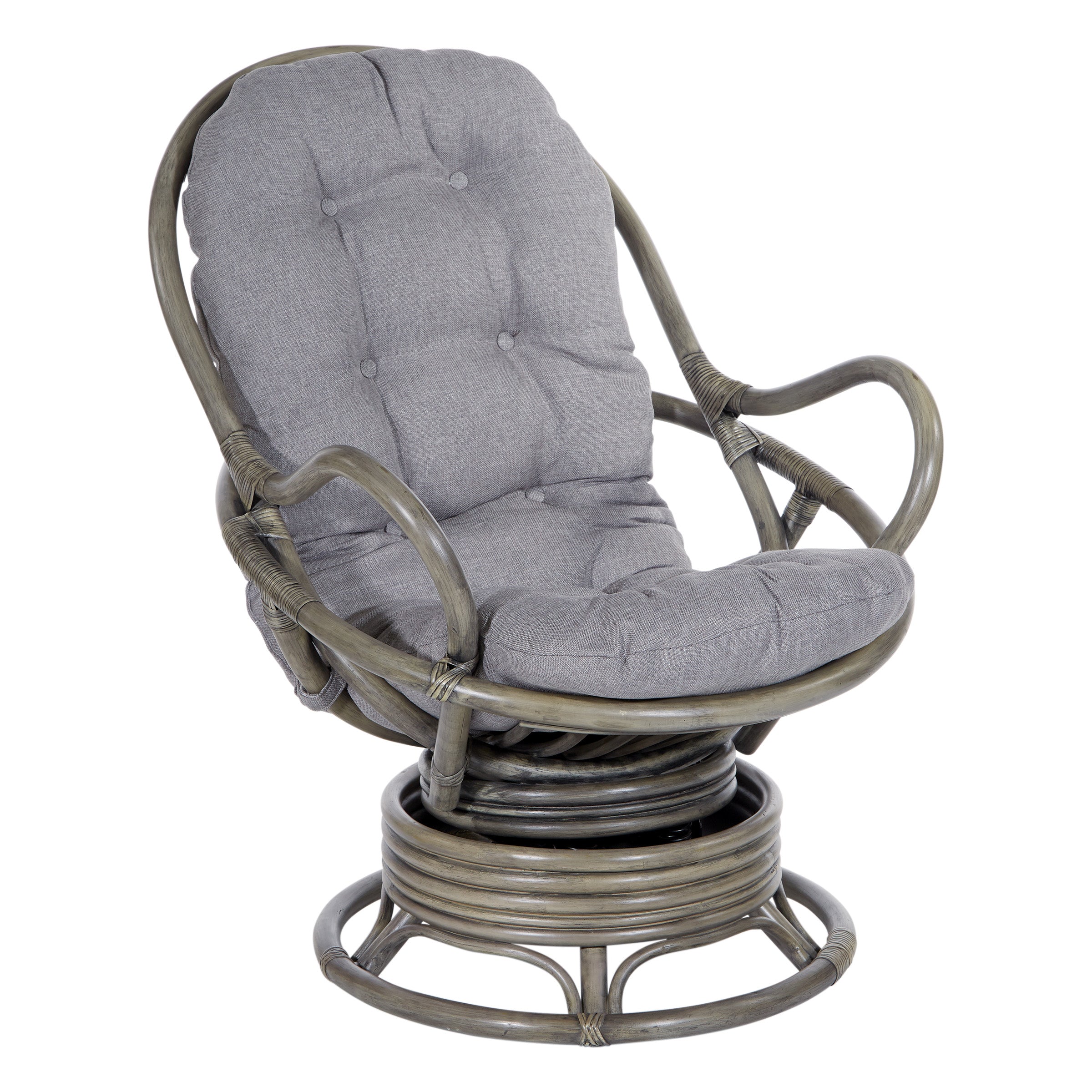 Tahiti Rattan Swivel Rocker - Grey