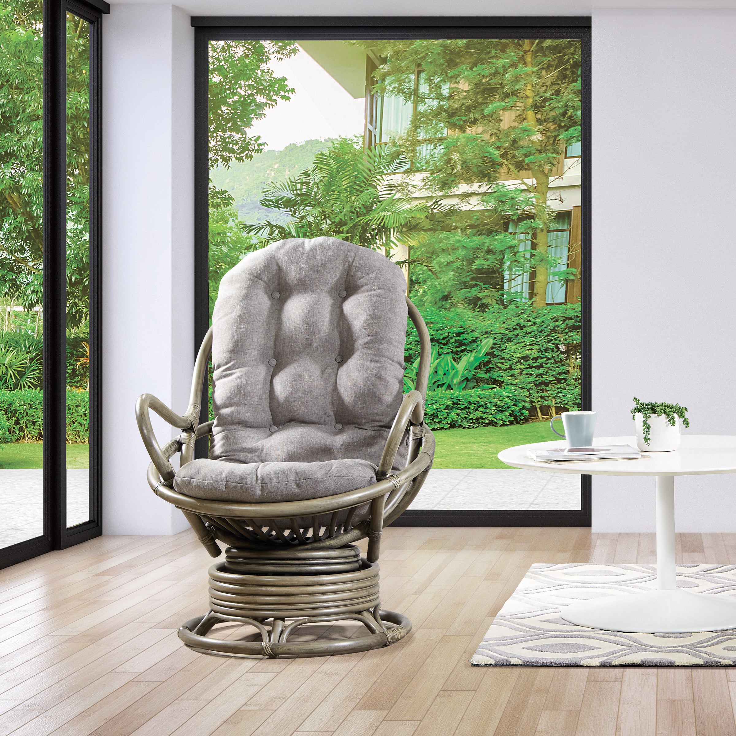 Tahiti Rattan Swivel Rocker - Grey