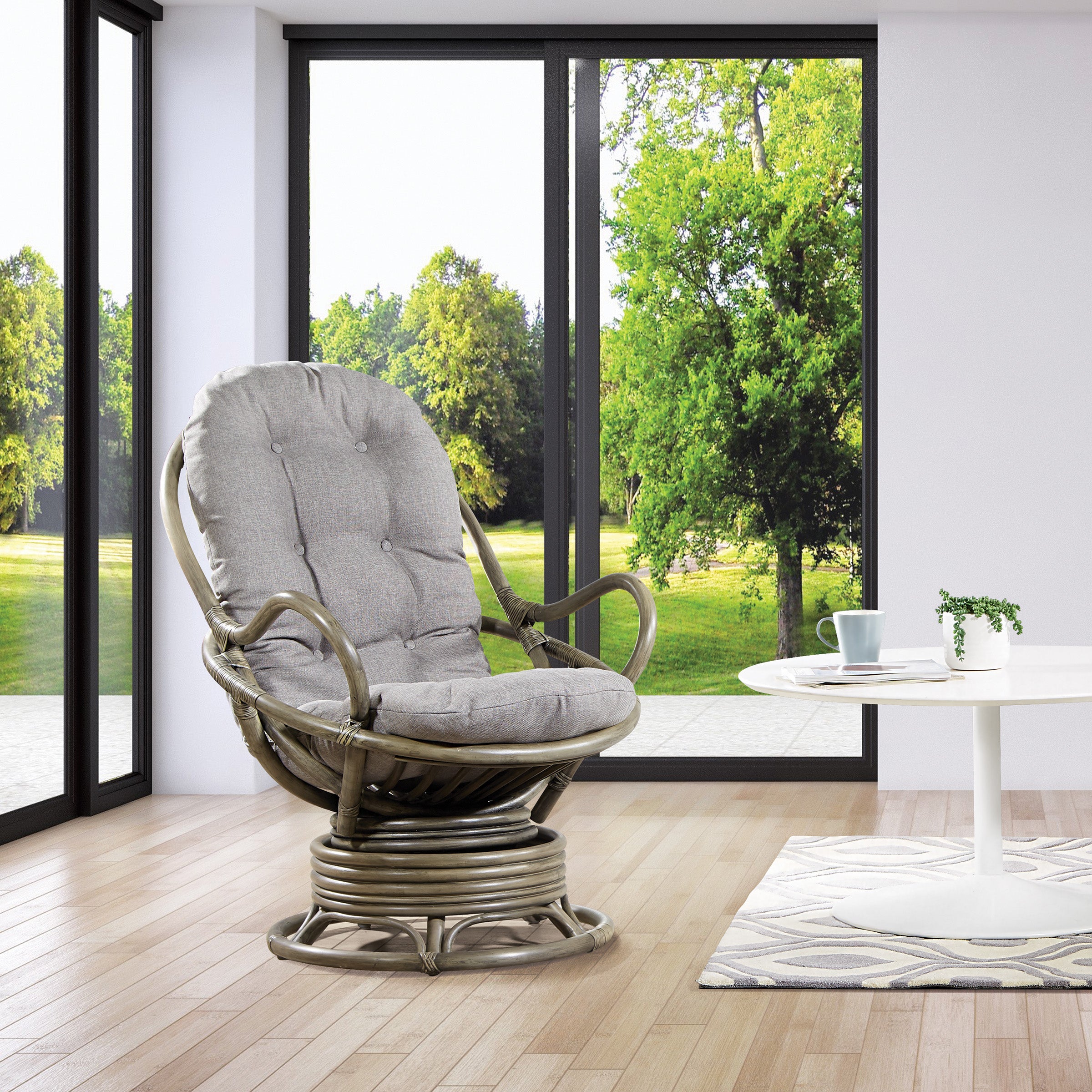 Tahiti Rattan Swivel Rocker - Grey