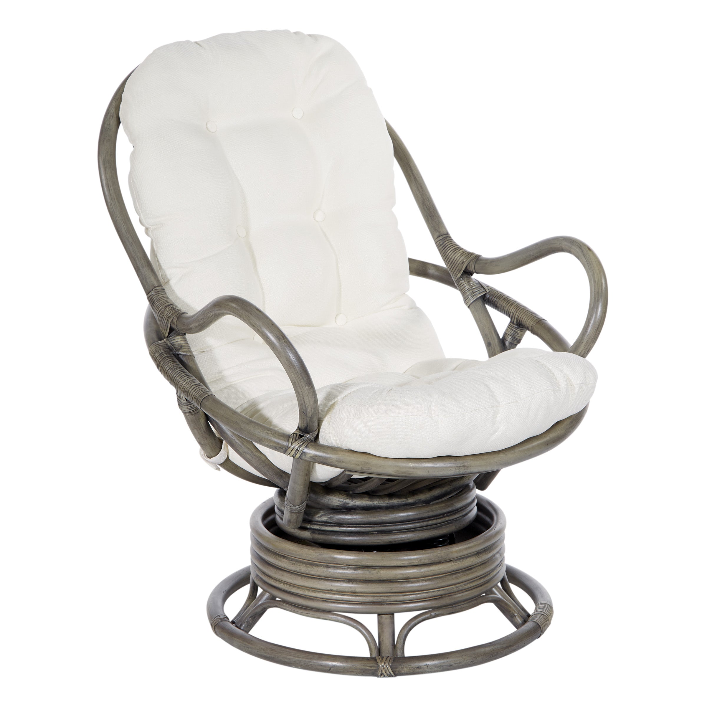 Tahiti Rattan Swivel Rocker - White