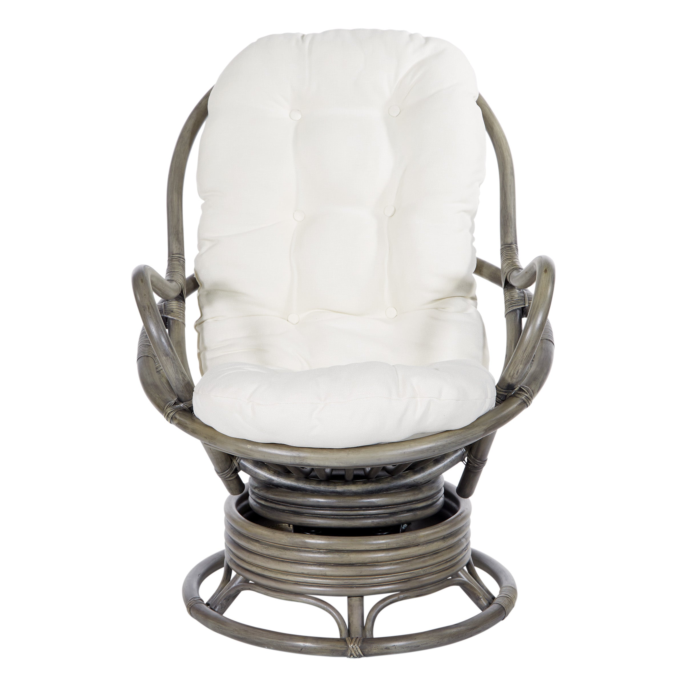 Tahiti Rattan Swivel Rocker - White