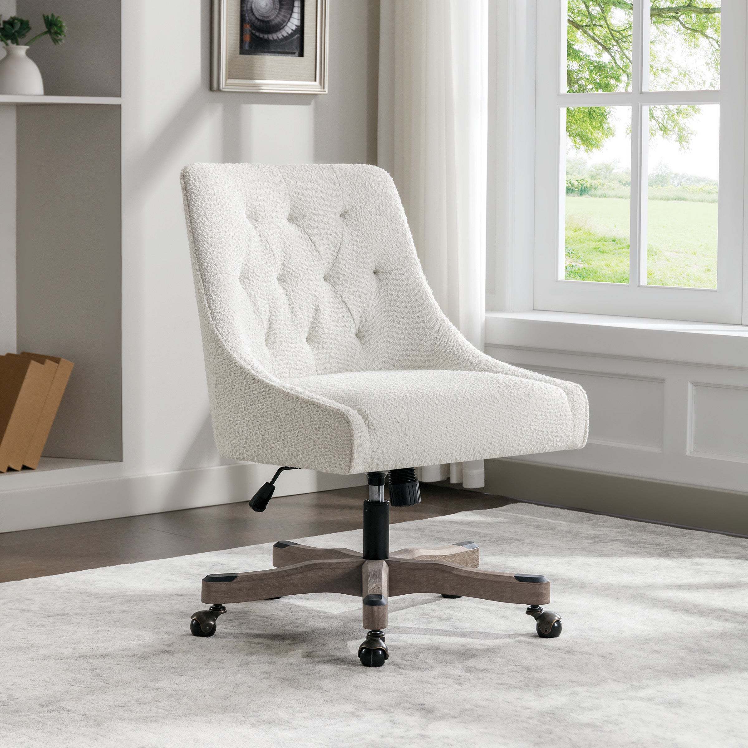 Tindal Office Chair - White Boucle