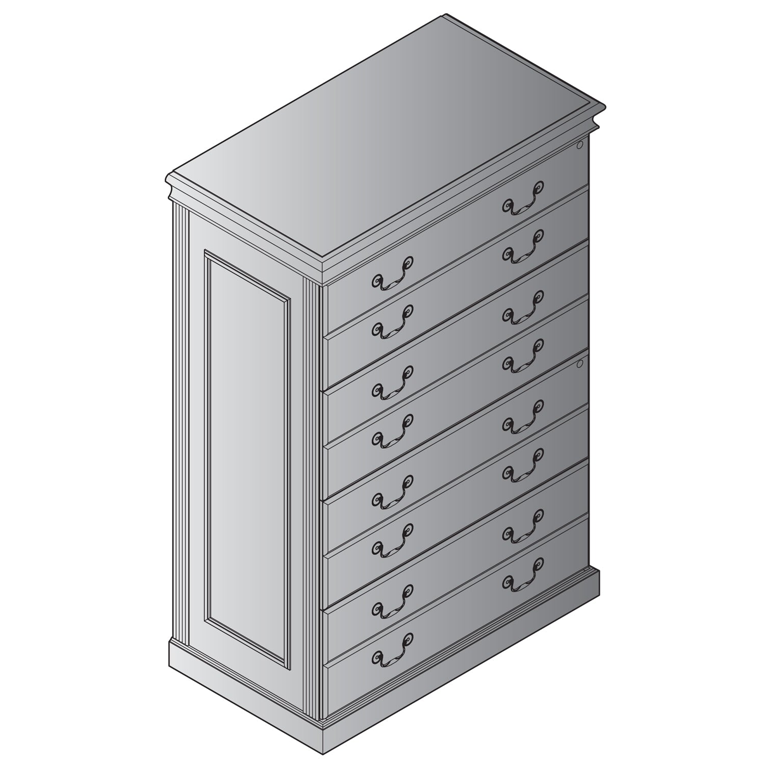 Townsend 4-Drawer Lateral File 36x20x54H - Royal Cherry