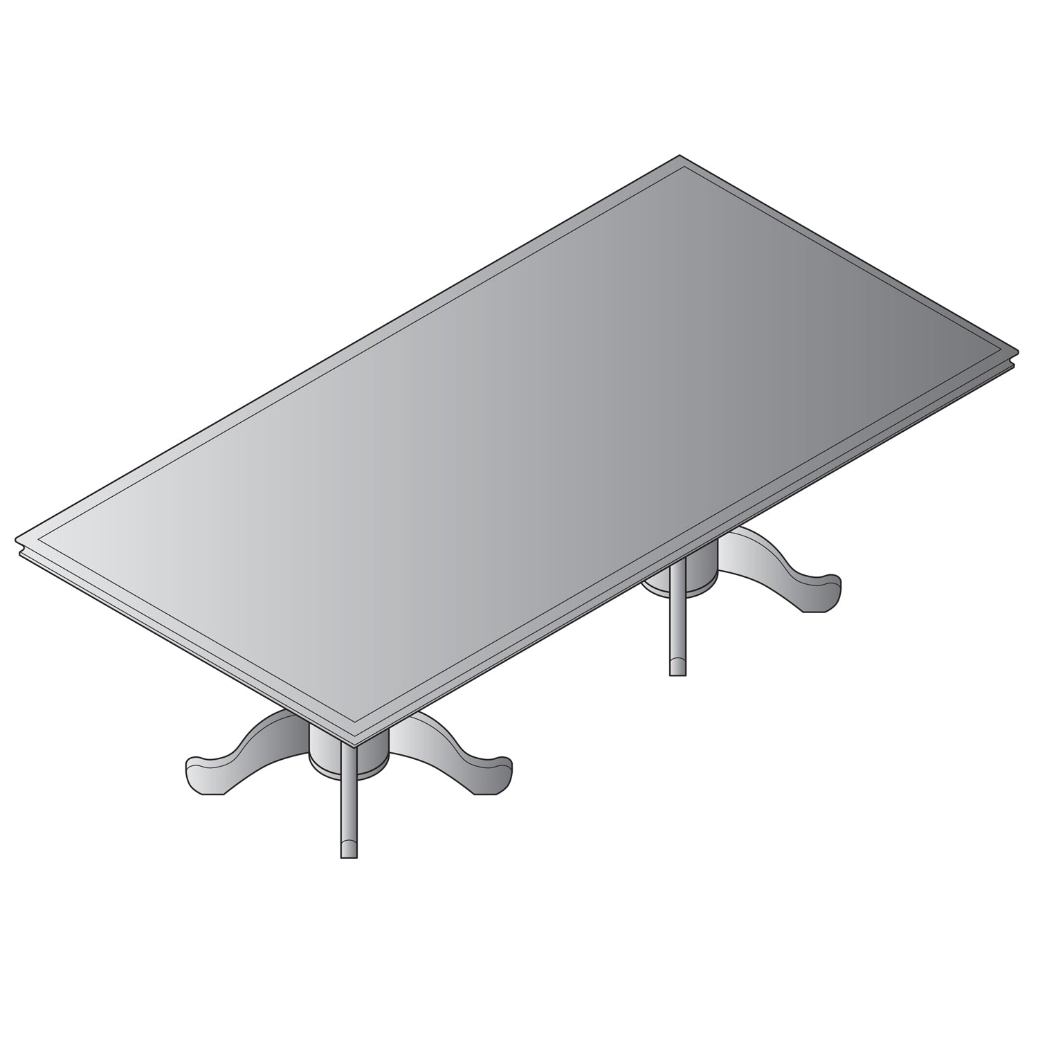 Townsend Rectangular Table with Queen Anne Base 72x36x30H - Royal Cherry