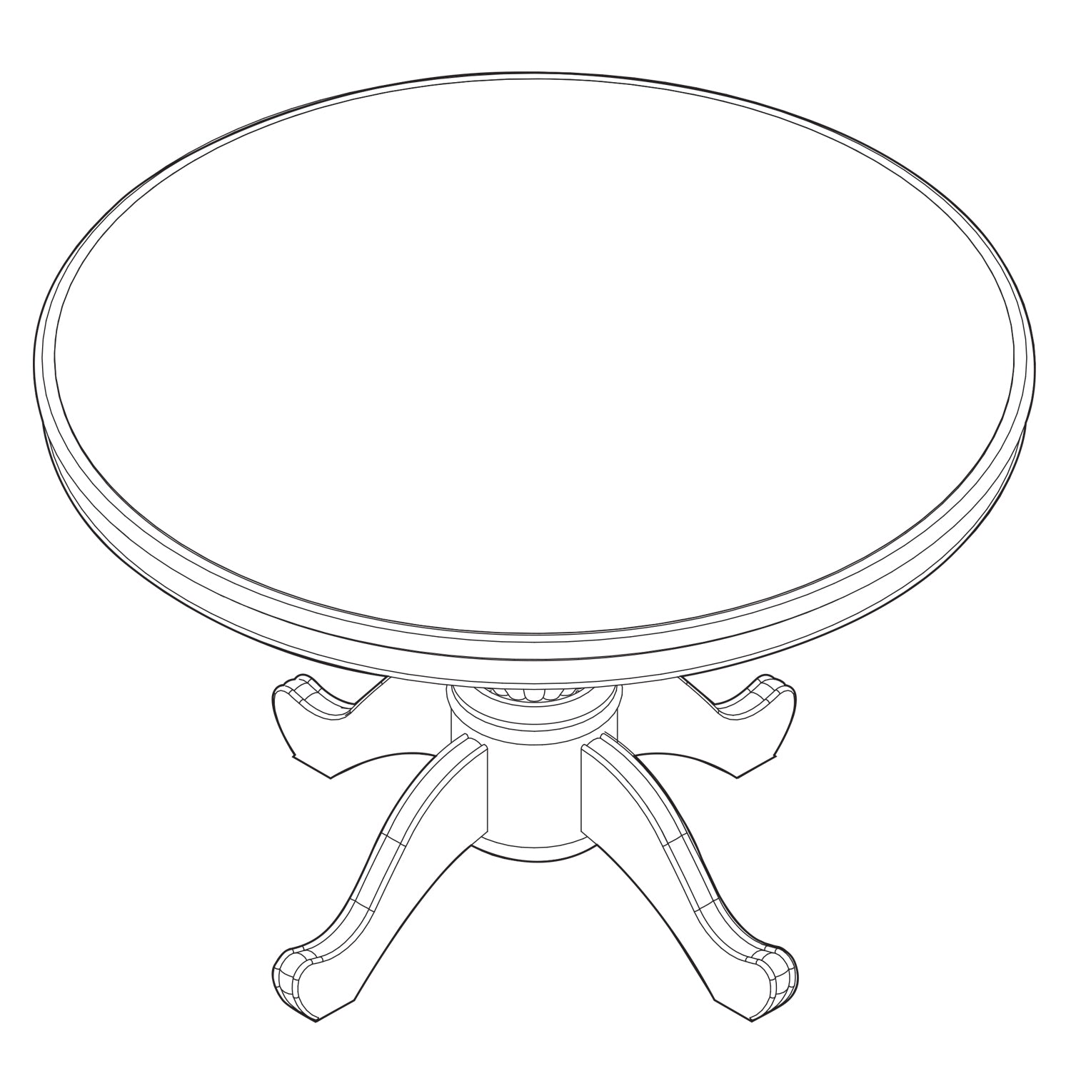 Townsend Round Table with Queen Anne Base 48"Dia. X 30"H - Royal Cherry