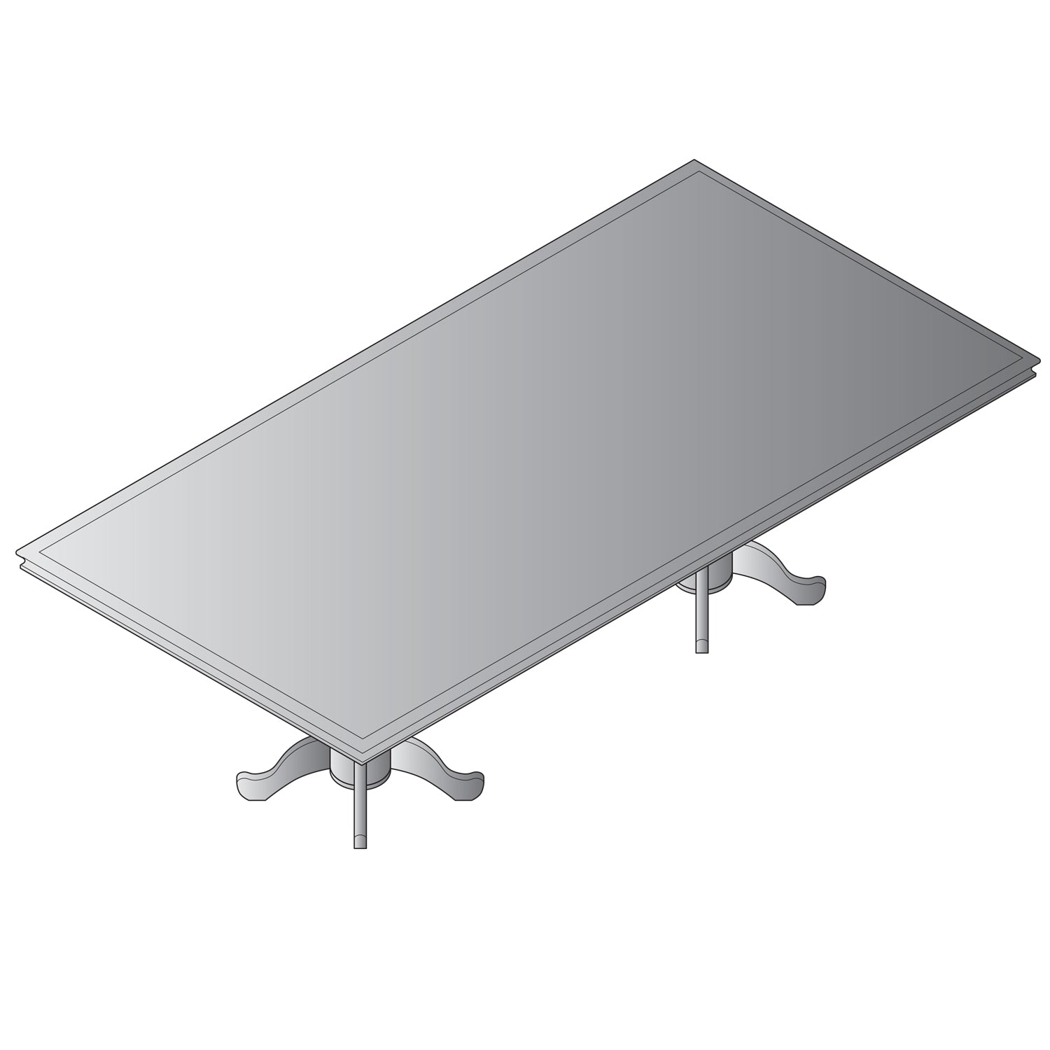 Townsend Rectangular Table with 2 Queen Anne Bases 72x36x30H - Royal Cherry