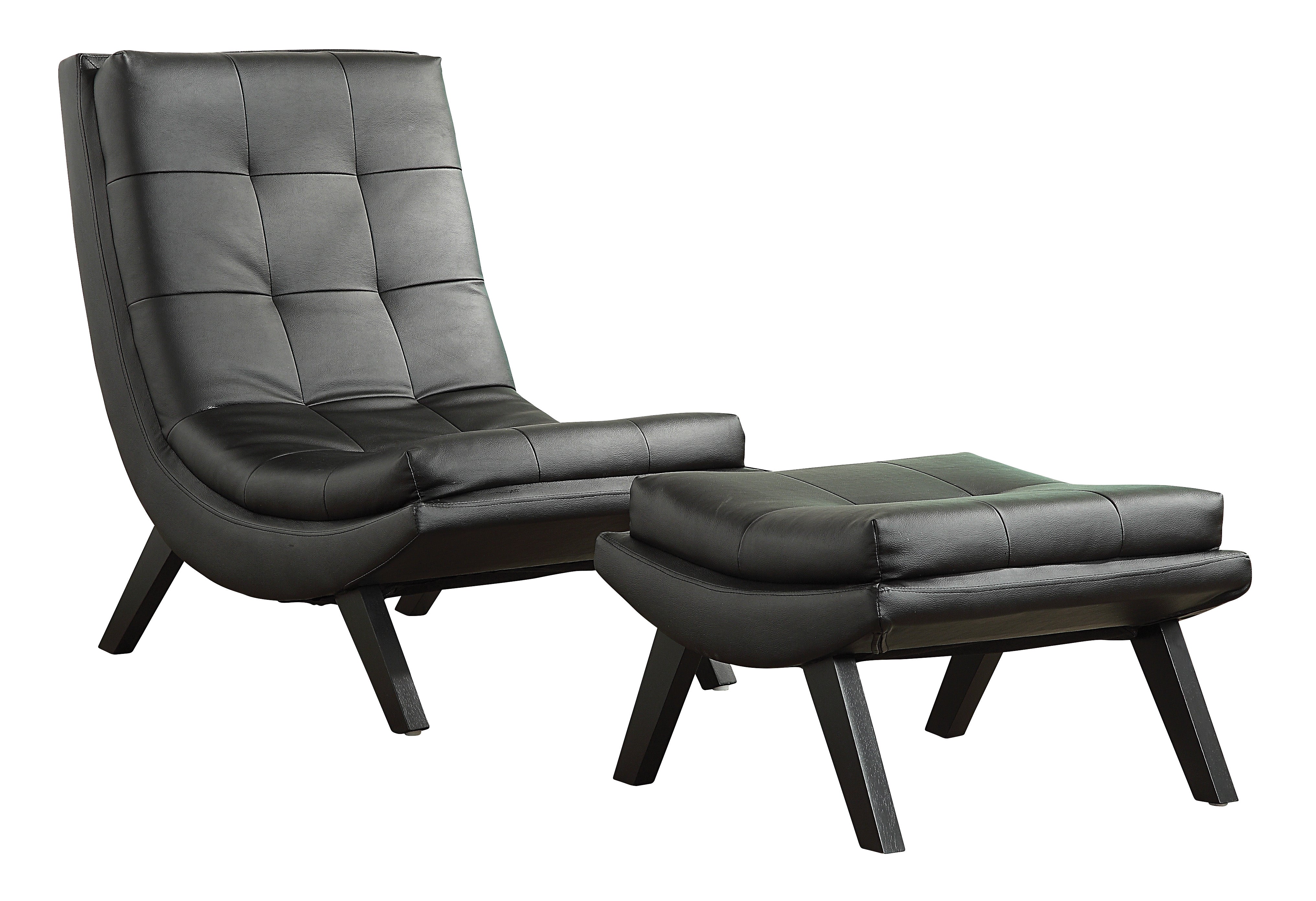 Tustin Lounge Chair and Ottoman Set - Black