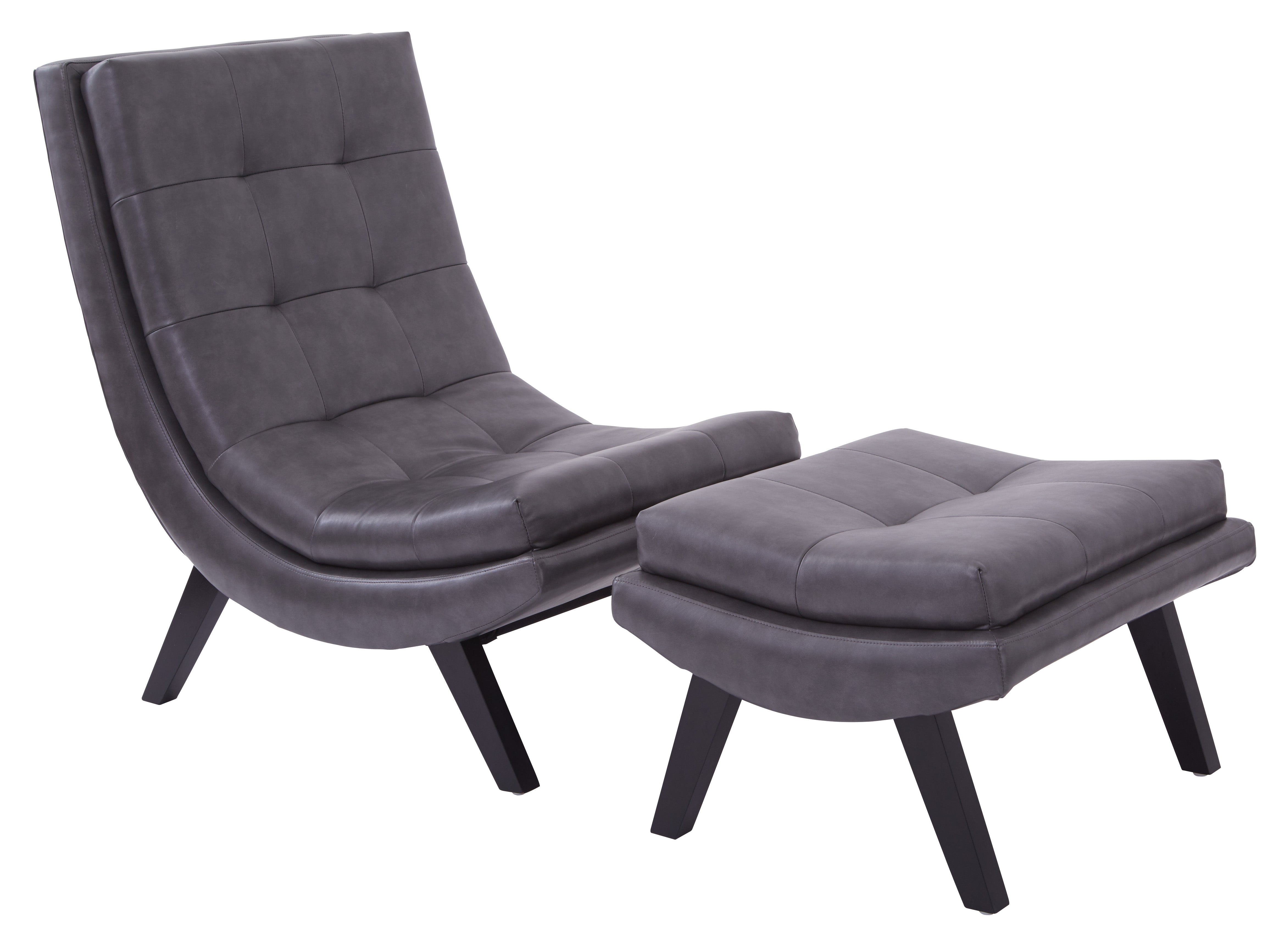 Tustin Lounge Chair and Ottoman Set - Pewter
