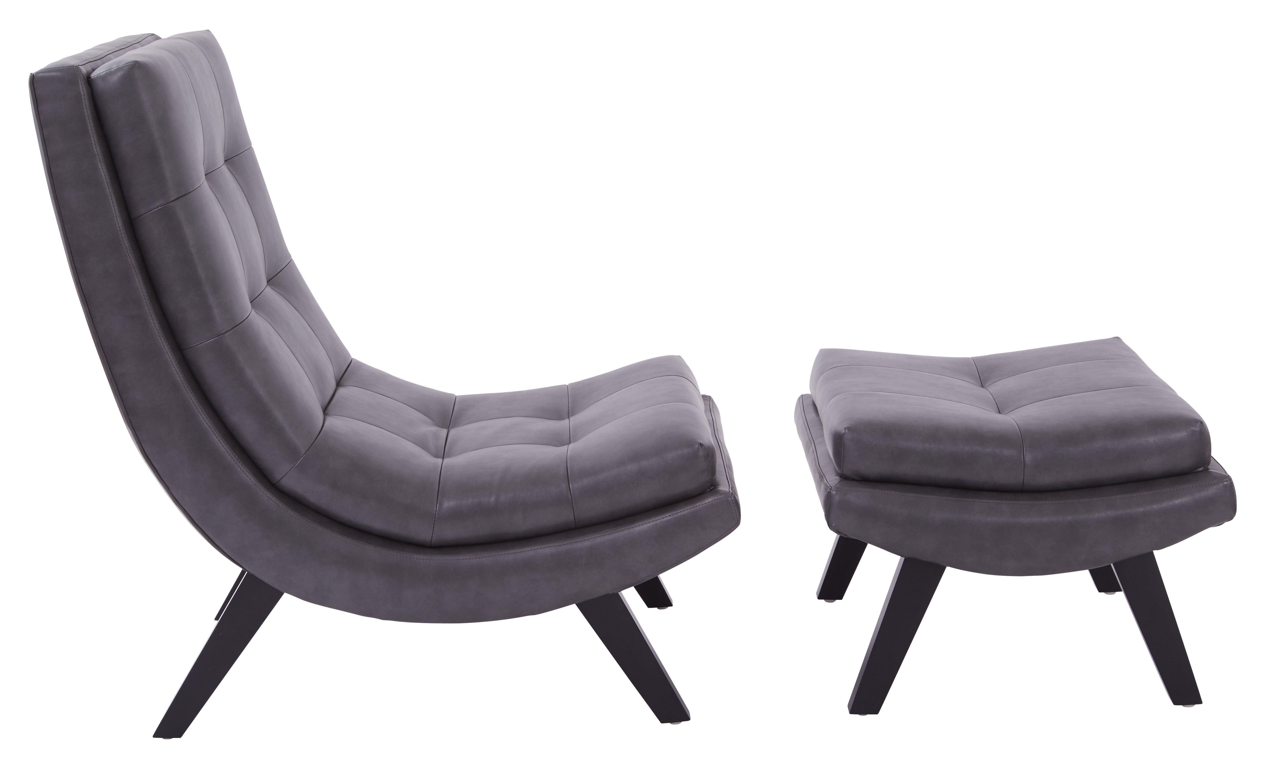 Tustin Lounge Chair and Ottoman Set - Pewter