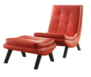 Tustin Lounge Chair and Ottoman Set - Red