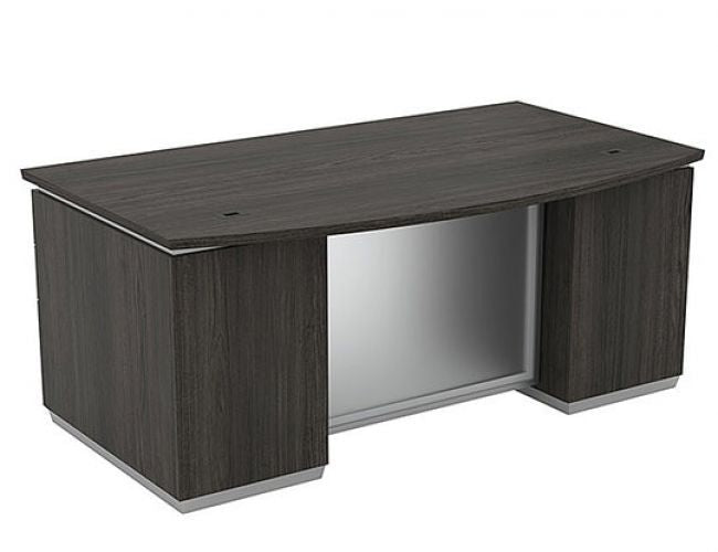 Tuxedo 72 x 42 Bow Front Desk Set - Dark Roast