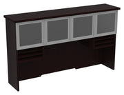 Tuxedo 72" Hutch with Glass/Aluminum Doors - Dark Roast